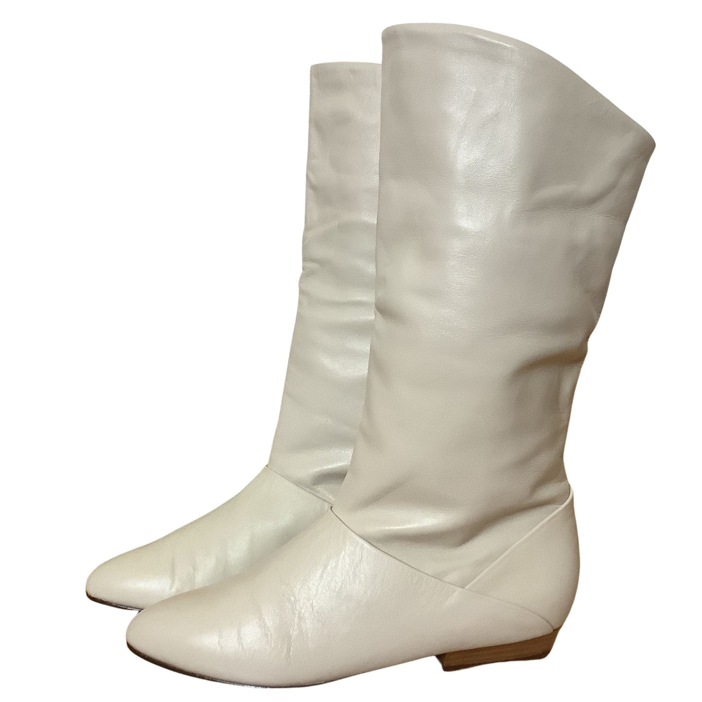 Fold Top Flat Boots 7 / Beige / 1990s Boots