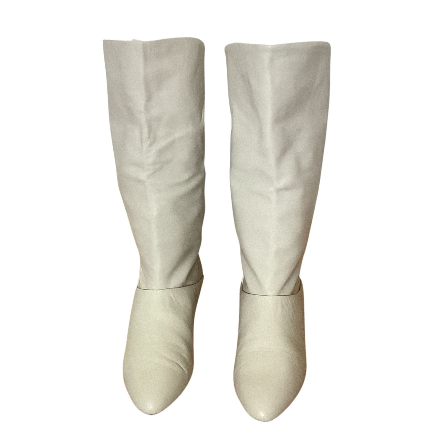 Fold Top Flat Boots 7 / Beige / 1990s Boots