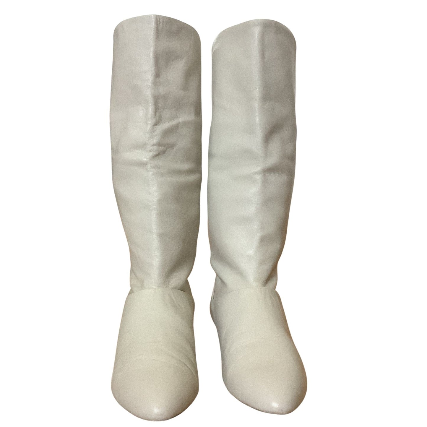 Fold Top Flat Boots 7 / Beige / 1990s Boots