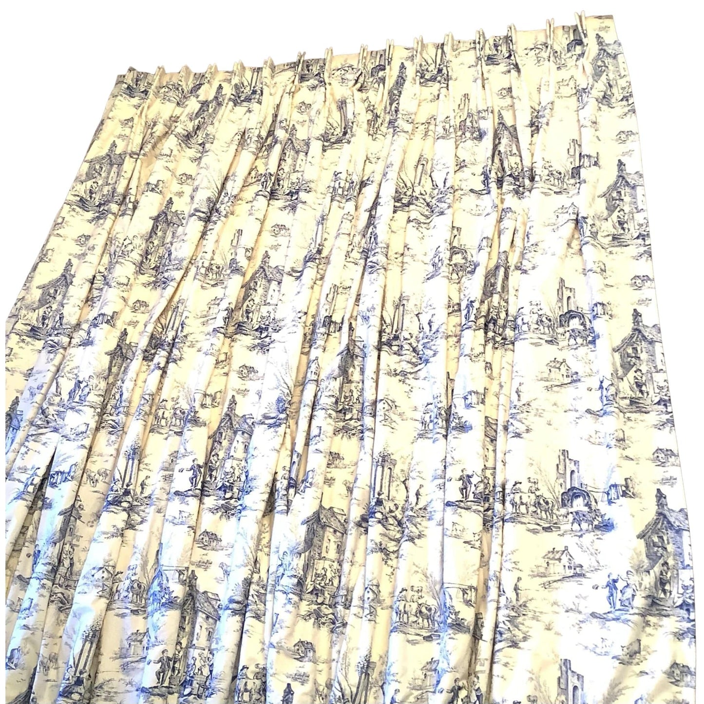 French Toile Curtain Multi / Cotton / Vintage 1980s