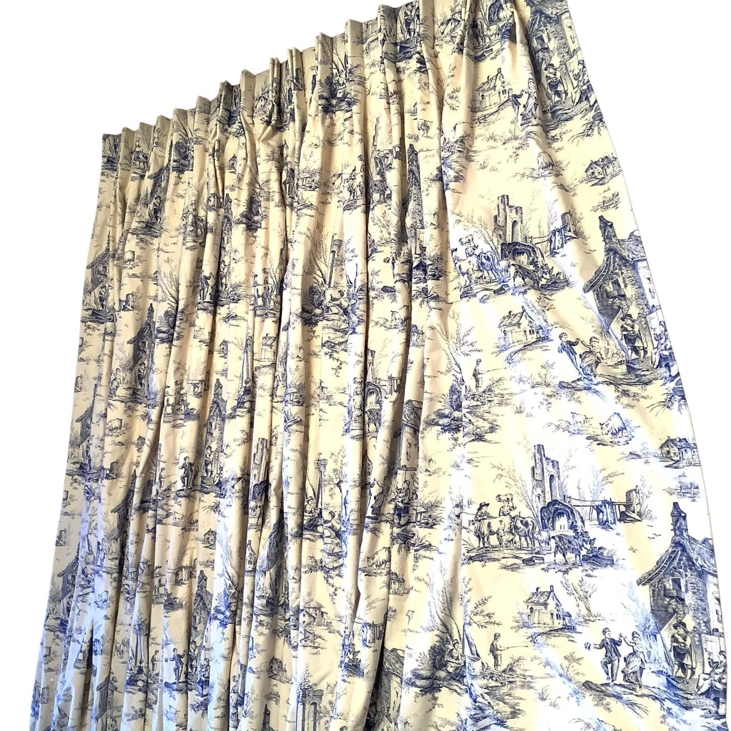 French Toile Curtain Multi / Cotton / Vintage 1980s