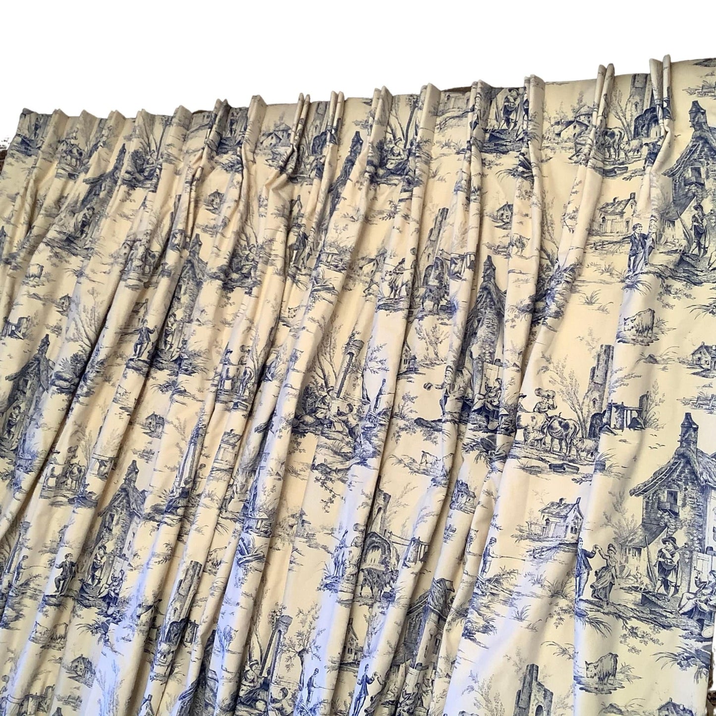 French Toile Curtain Multi / Cotton / Vintage 1980s