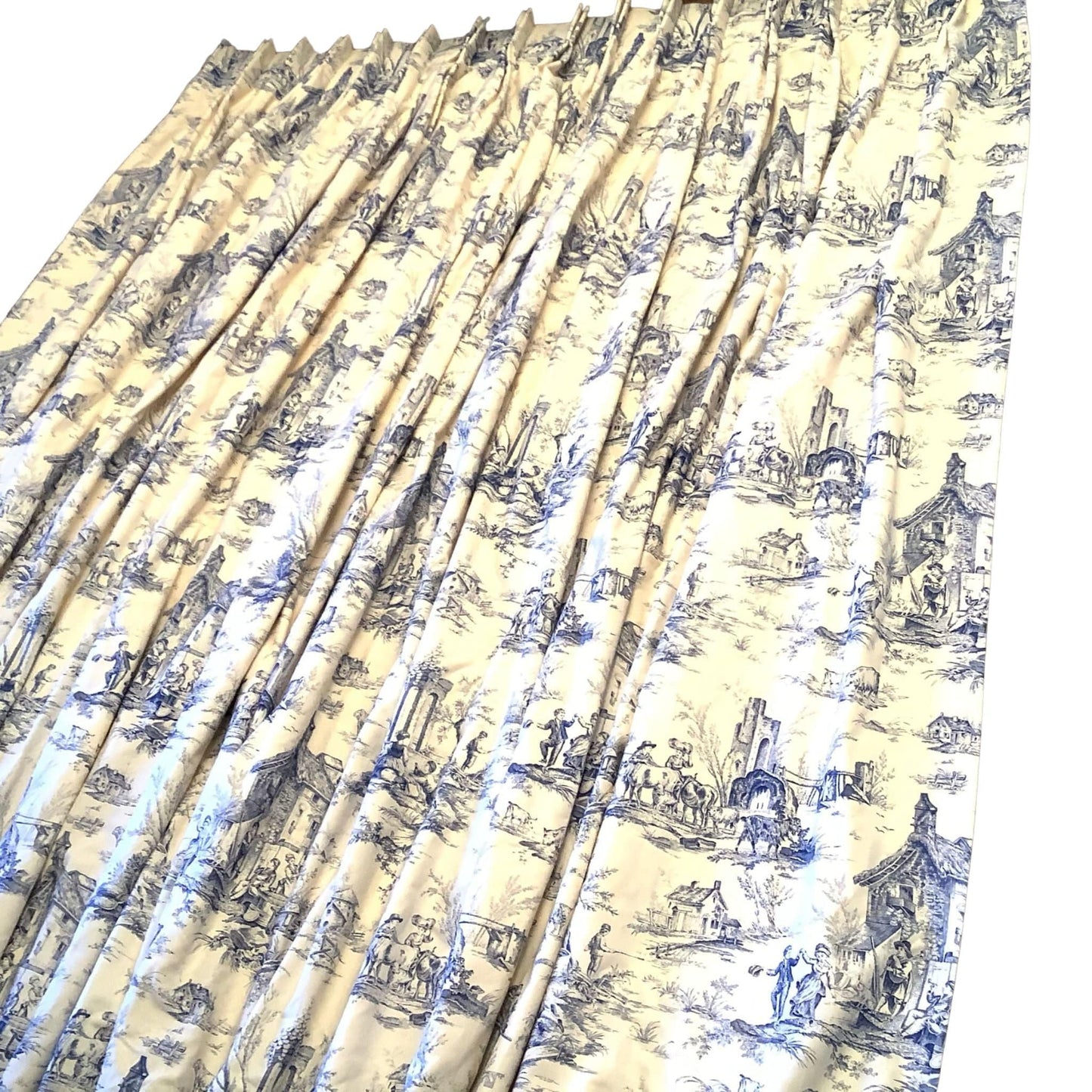 French Toile Curtain Multi / Cotton / Vintage 1980s