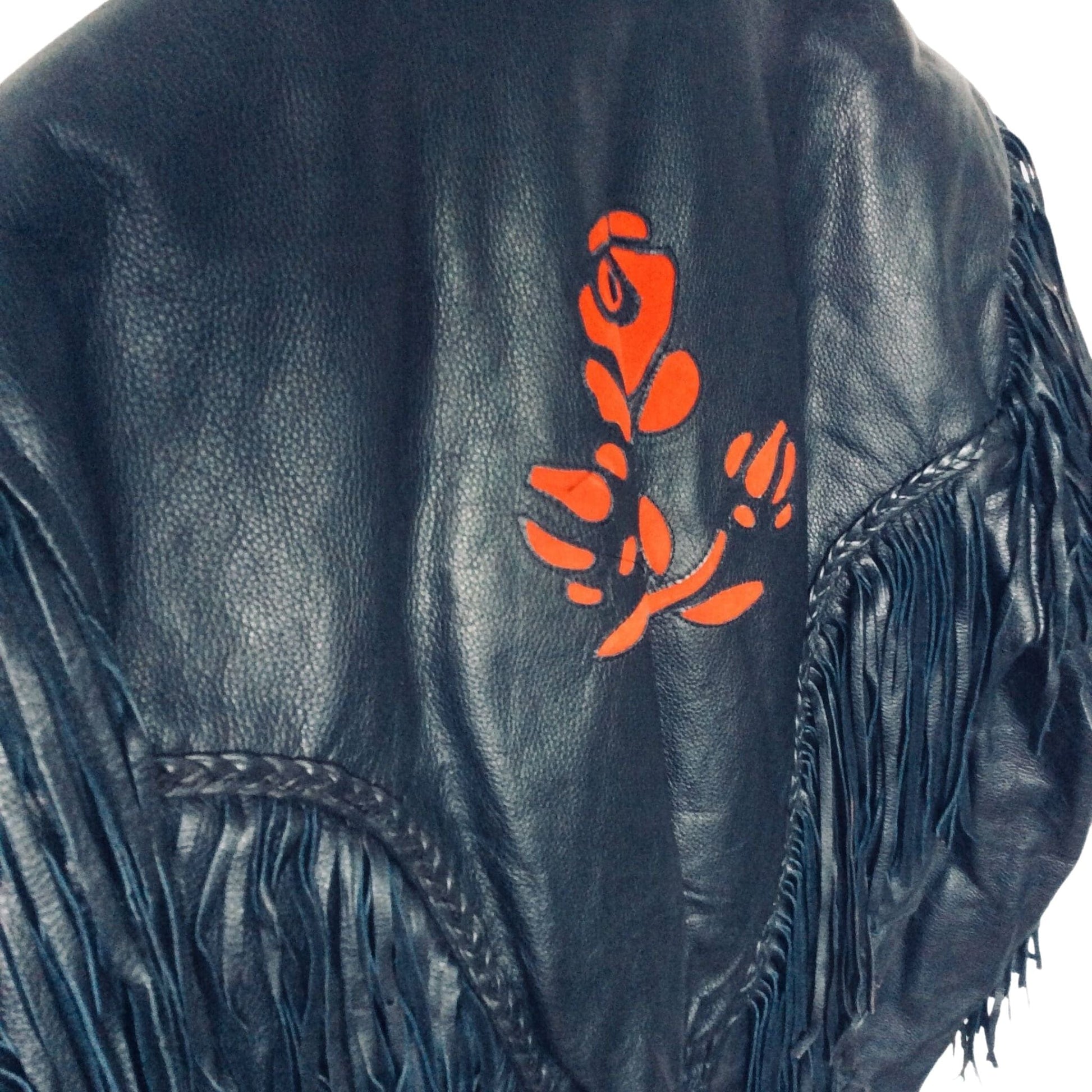 Fringed Leather Jacket Medium / Black / Vintage 1980s