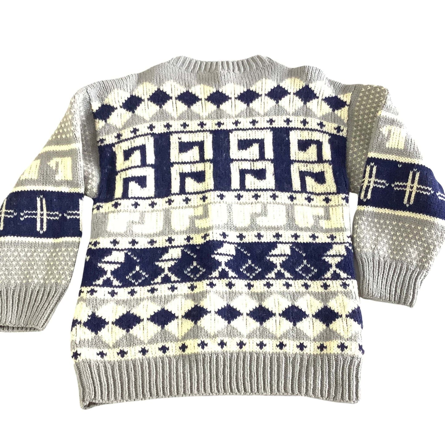 Geometric Wool Sweater Small / Multi / Vintage 1980s