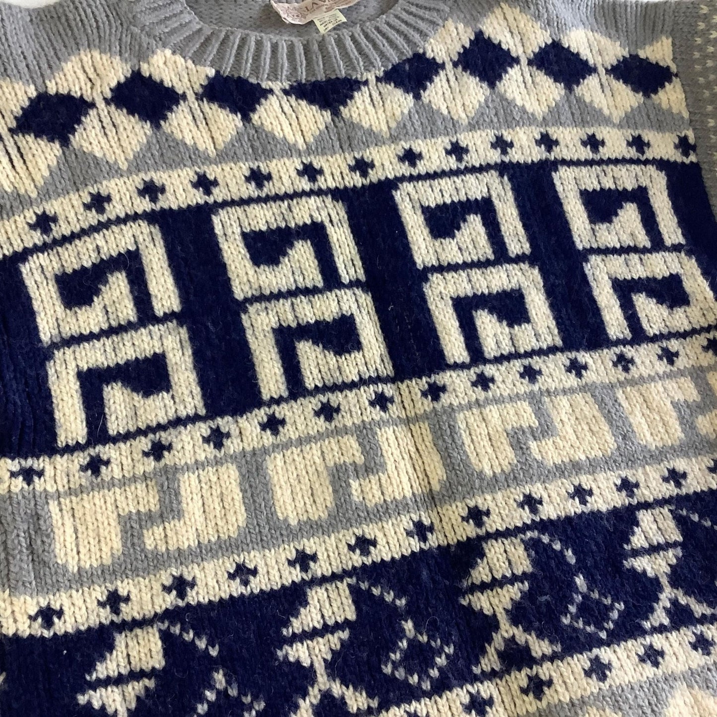 Geometric Wool Sweater Small / Multi / Vintage 1980s