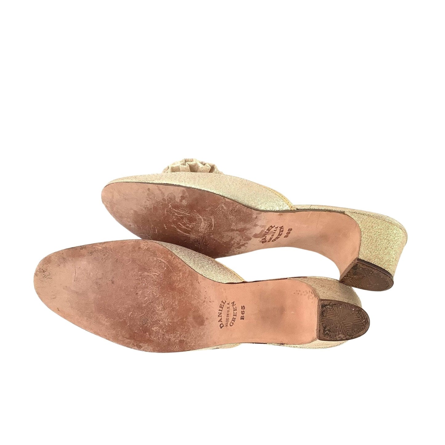 Gold Lurex Slippers 7 / Gold / Vintage 1950s