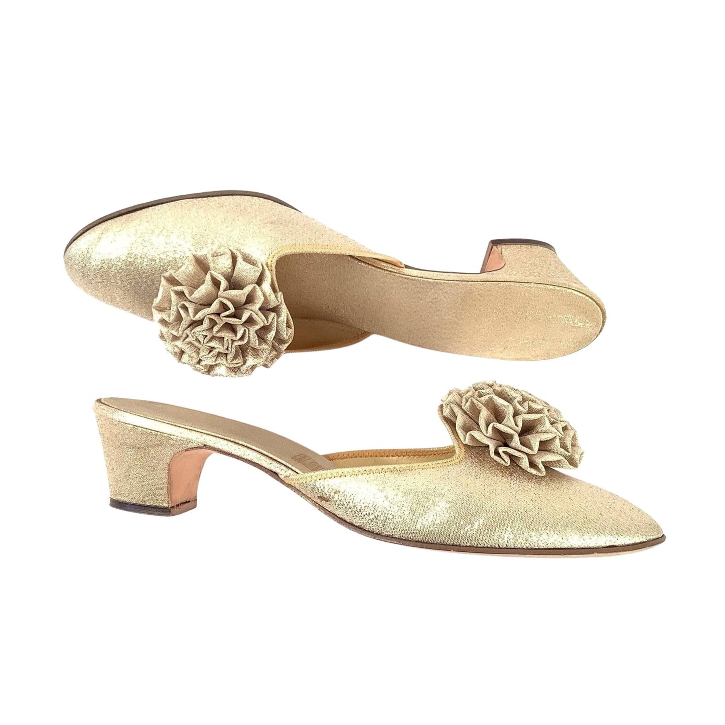 Gold Lurex Slippers 7 / Gold / Vintage 1950s