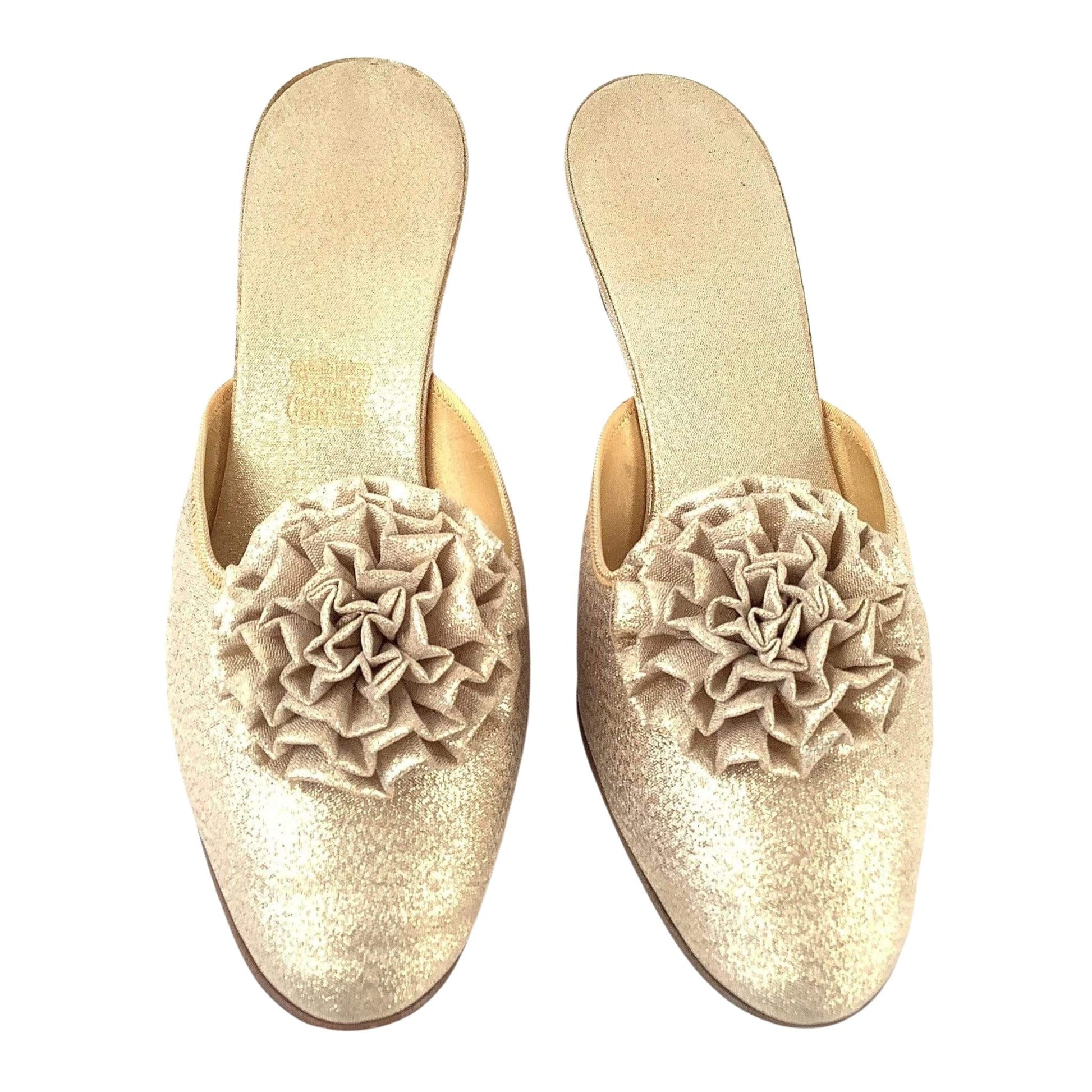 Gold Lurex Slippers 7 / Gold / Vintage 1950s