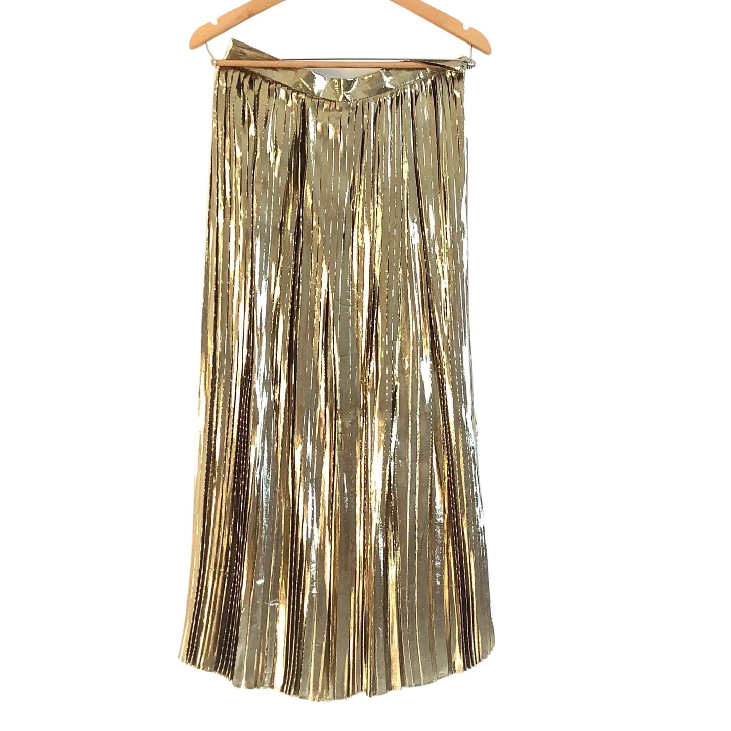 Gold Pleated Maxi Skirt Medium / Gold / Vintage 1980s