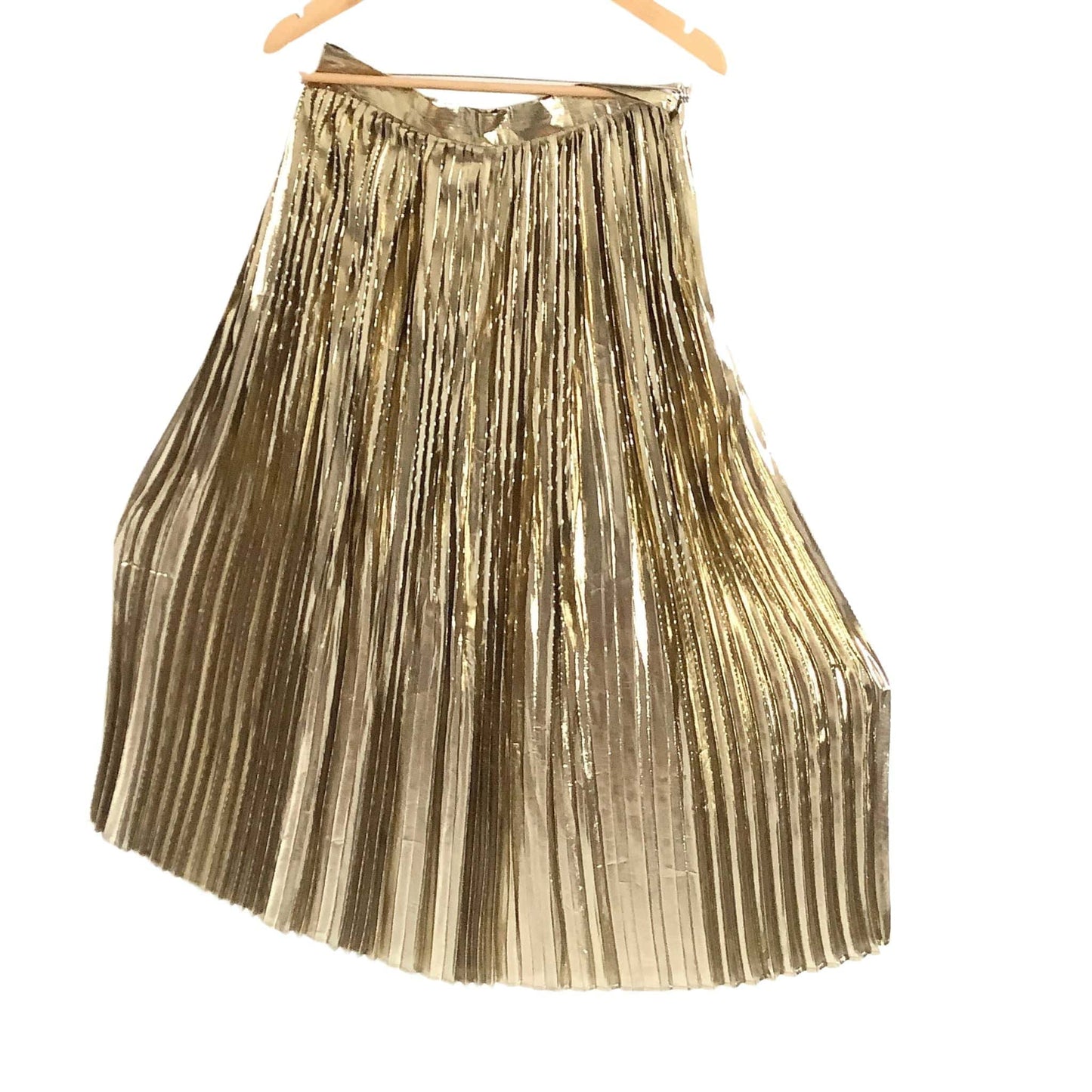 Gold Pleated Maxi Skirt Medium / Gold / Vintage 1980s