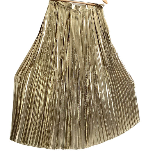 Gold Pleated Maxi Skirt Medium / Gold / Vintage 1980s