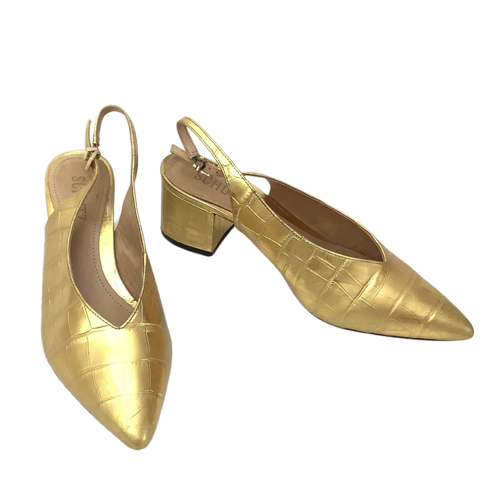 Gold Pointed Toe Heels 7 / Gold / Y2K - Now