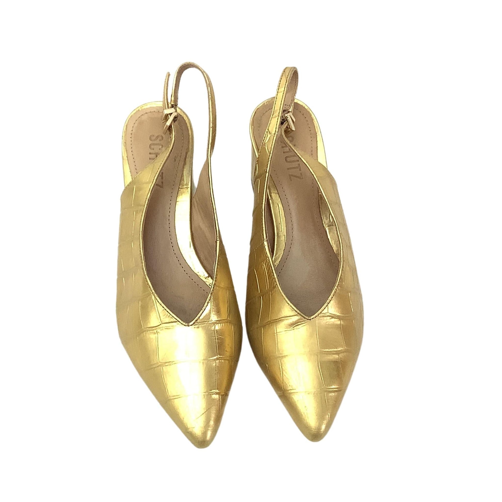 Gold Pointed Toe Heels 7 / Gold / Y2K - Now