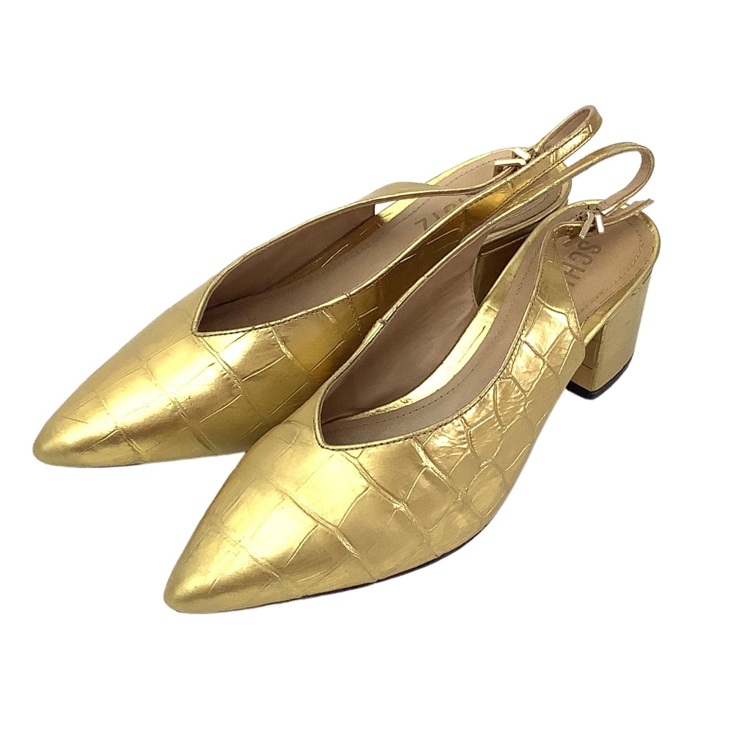 Gold Pointed Toe Heels 7 / Gold / Y2K - Now