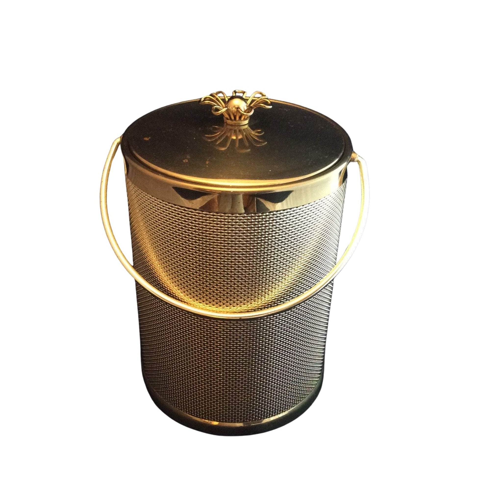 Gold Tone Ice Bucket Gold / Man Made / Vintage 1950s