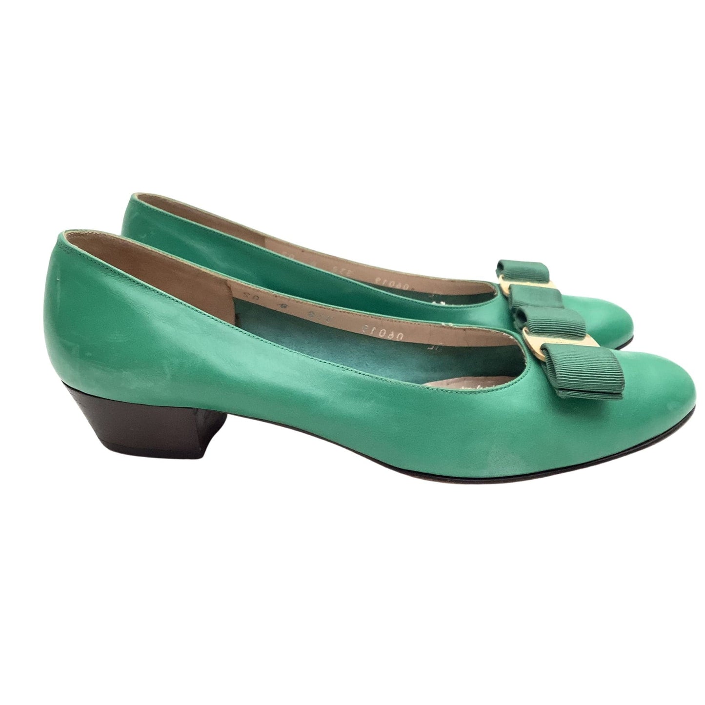 Green Ferragamo Heels 7.5 / Green / Vintage 1990s