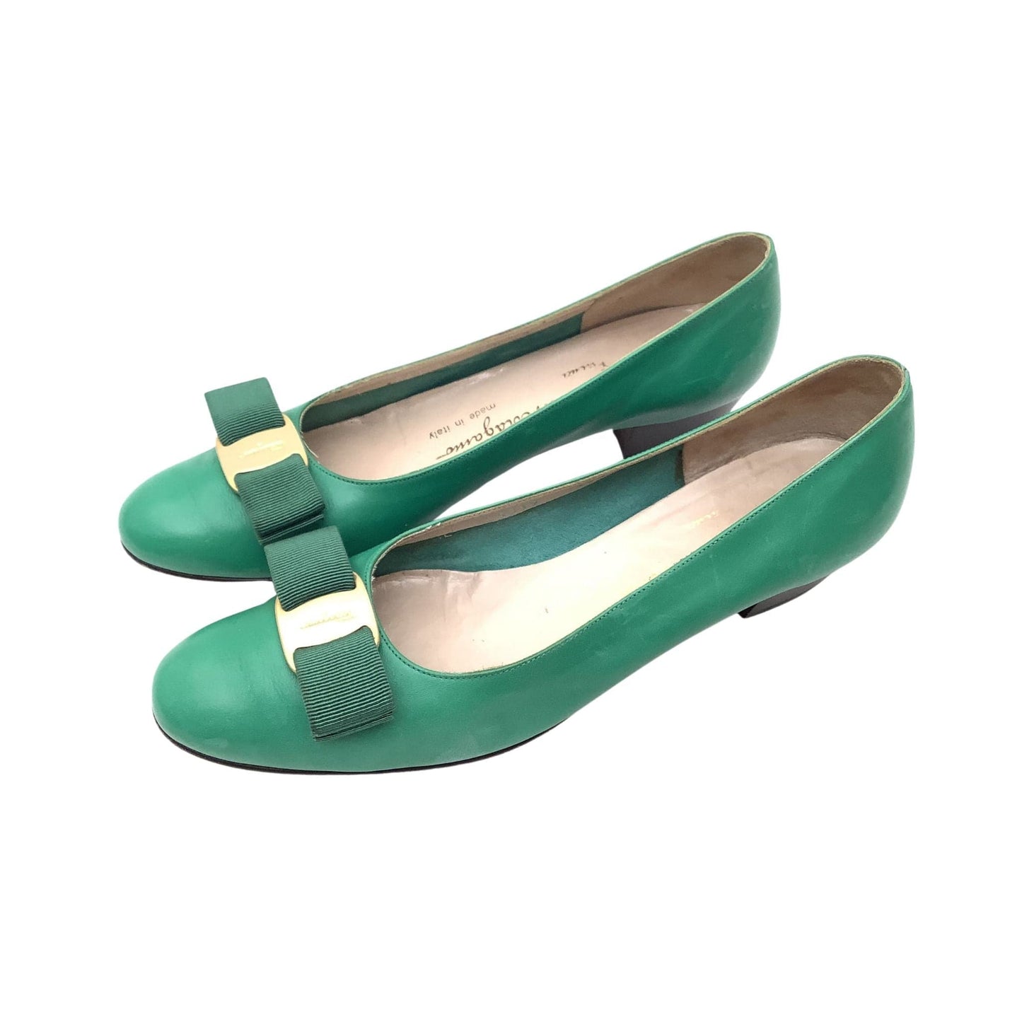 Green Ferragamo Heels 7.5 / Green / Vintage 1990s