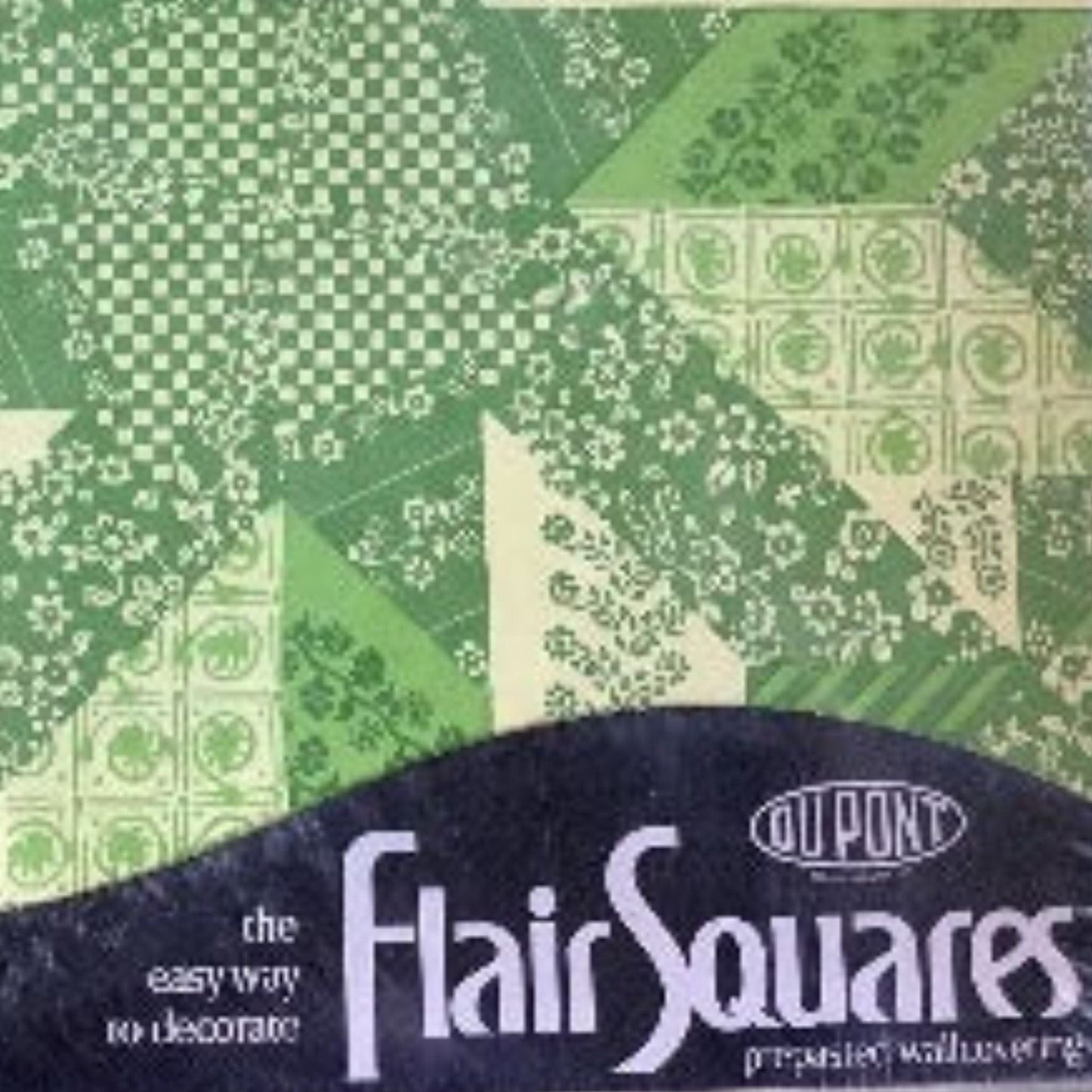 Green Wallpaper Squares Green / Tyvek / Vintage 1970s