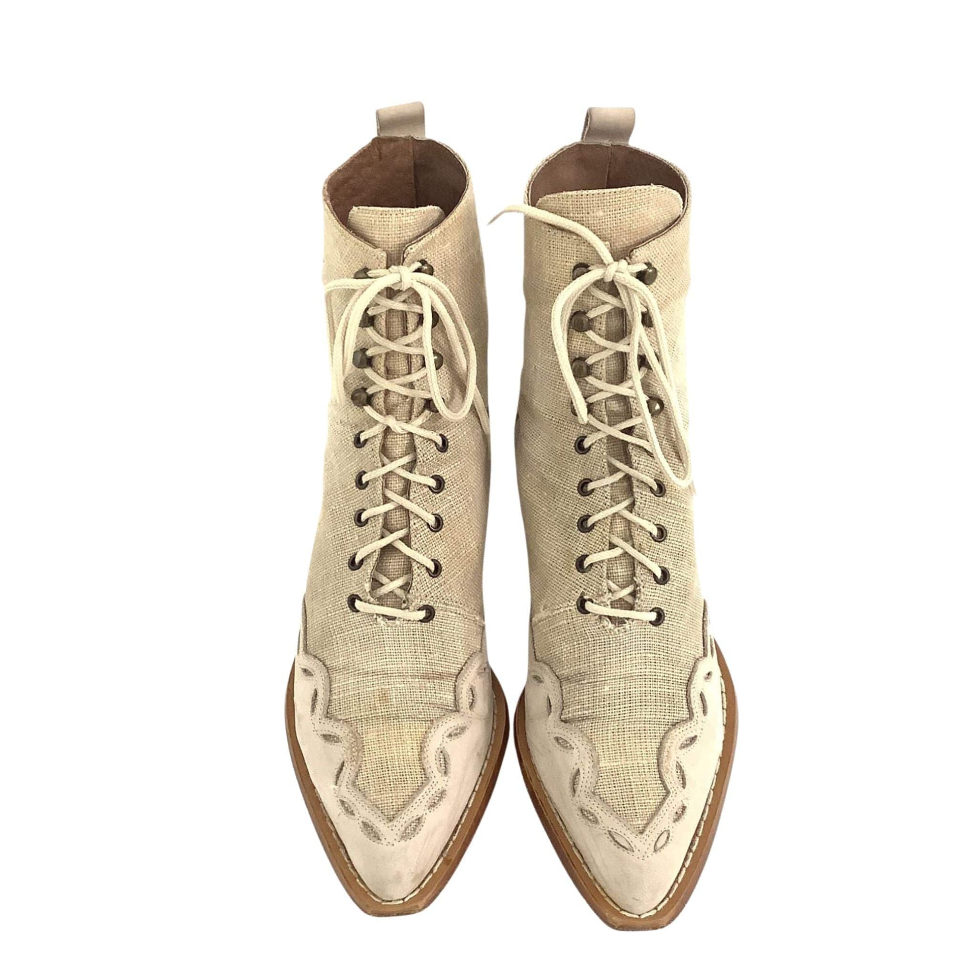 Guess Lace-up Booties 7.5 / Beige / Vintage 1990s