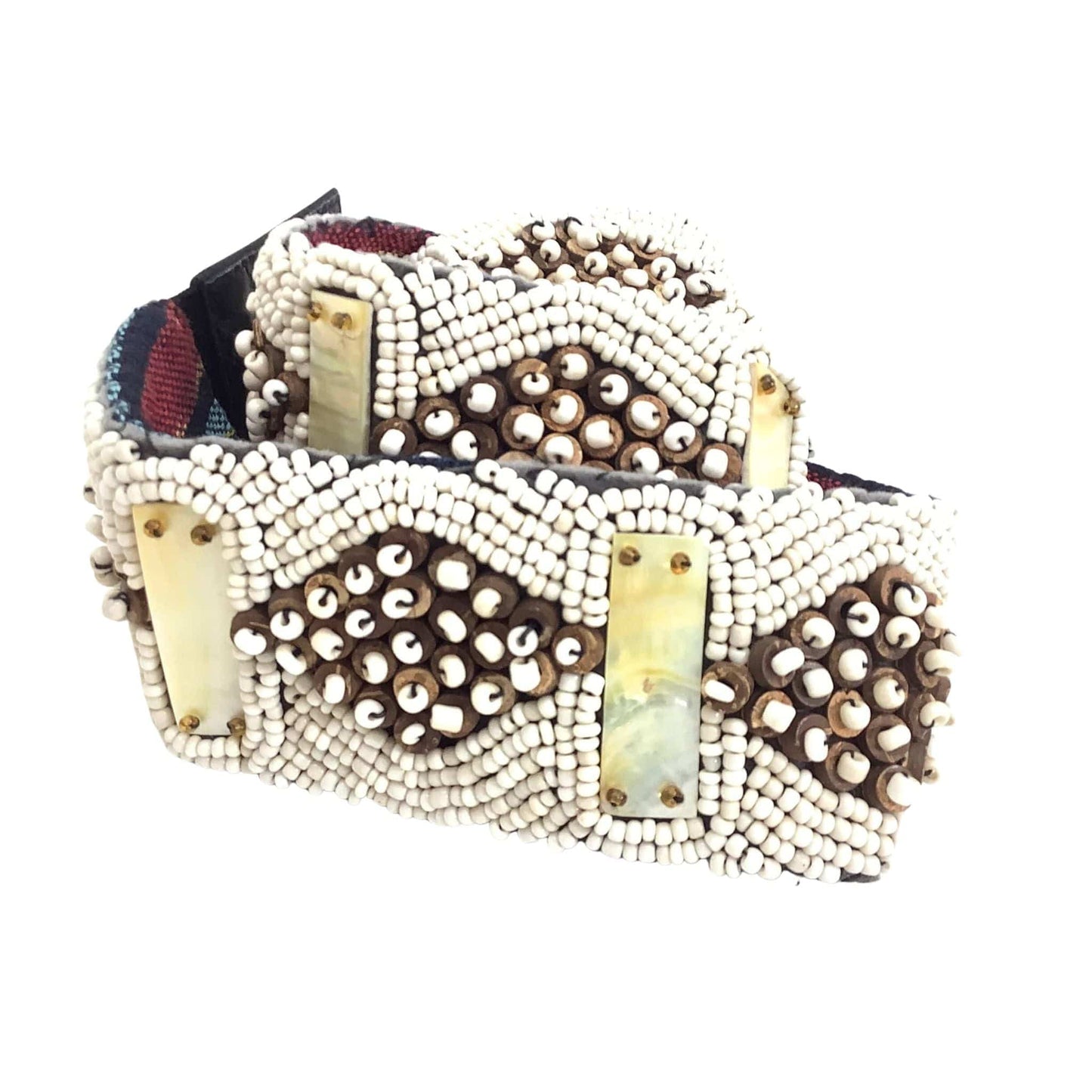 Hand-Beaded Vintage Belt Beige / Medium (M) / Adults