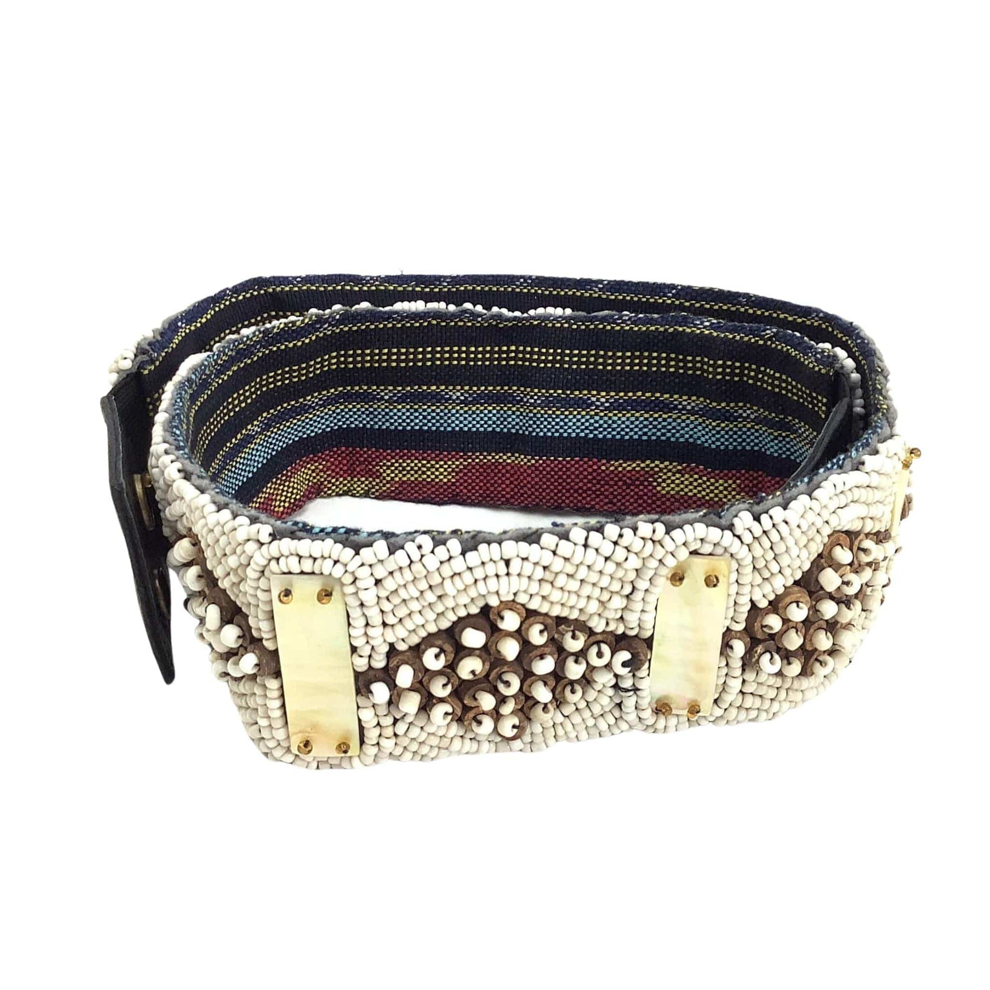 Hand-Beaded Vintage Belt Beige / Medium (M) / Adults