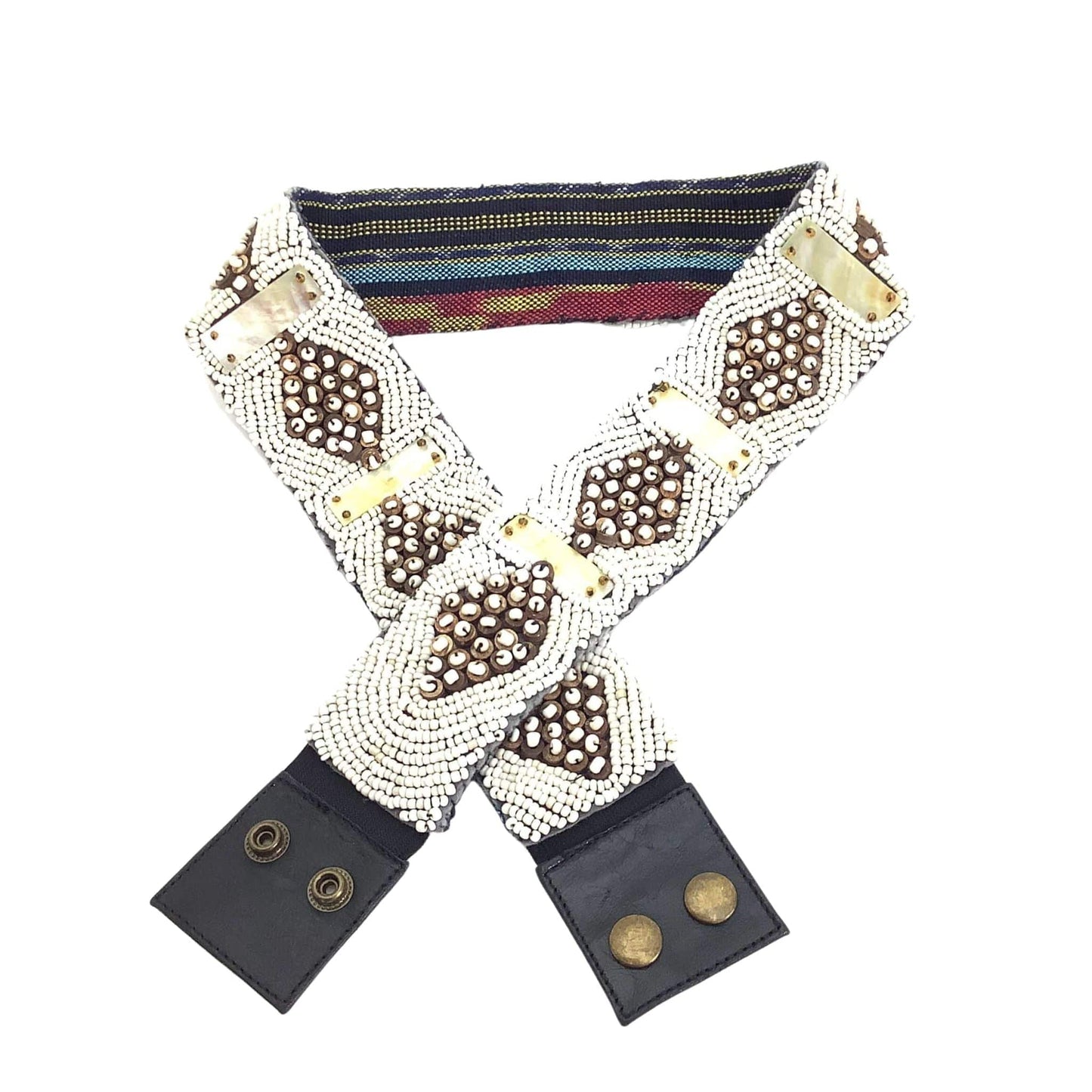 Hand-Beaded Vintage Belt Beige / Medium (M) / Adults