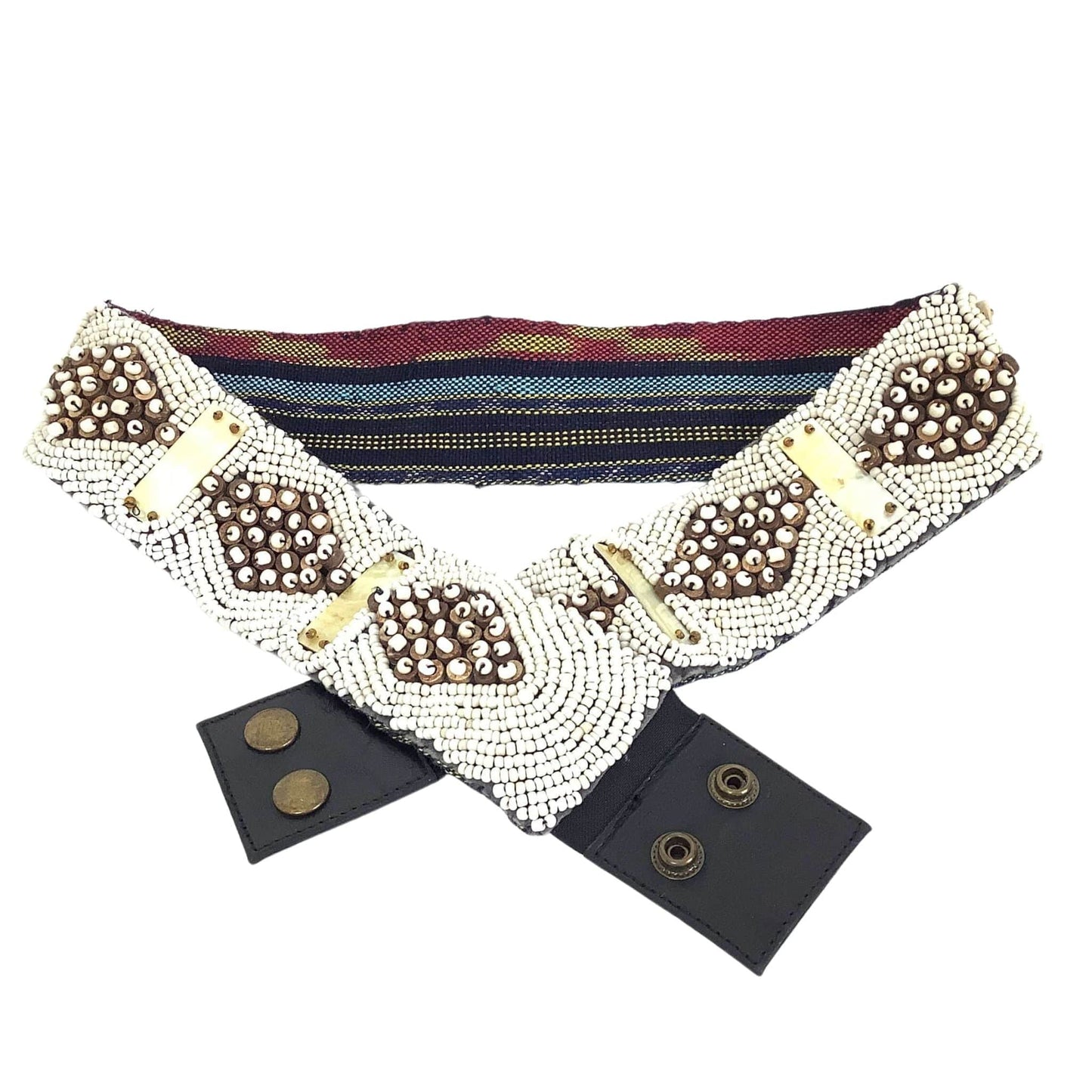 Hand-Beaded Vintage Belt Beige / Medium (M) / Adults