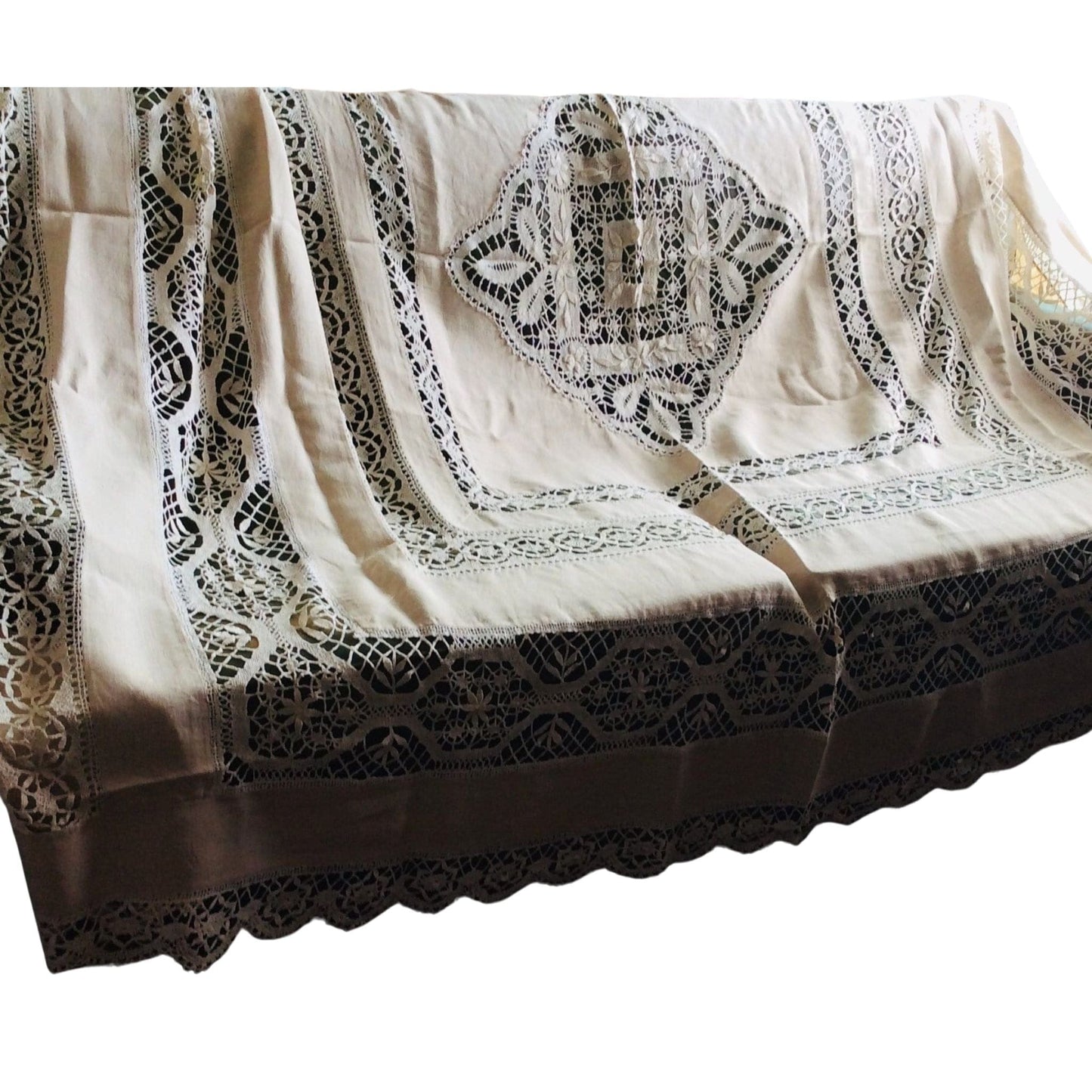 Hand Crochet Tablecloth Beige / Linen / Classic