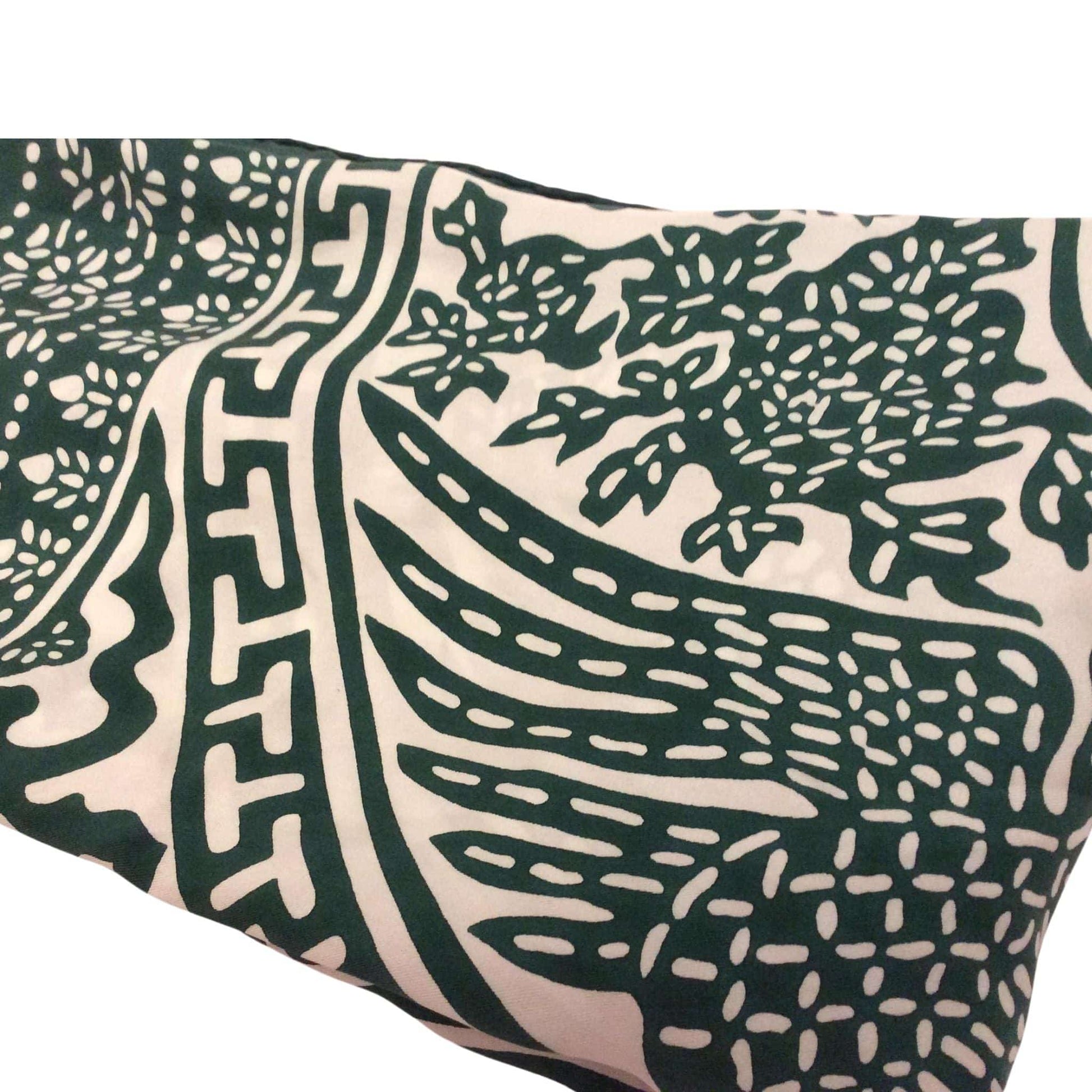 Hand Printed Silk Scarf Green / Silk / Vintage 1930s