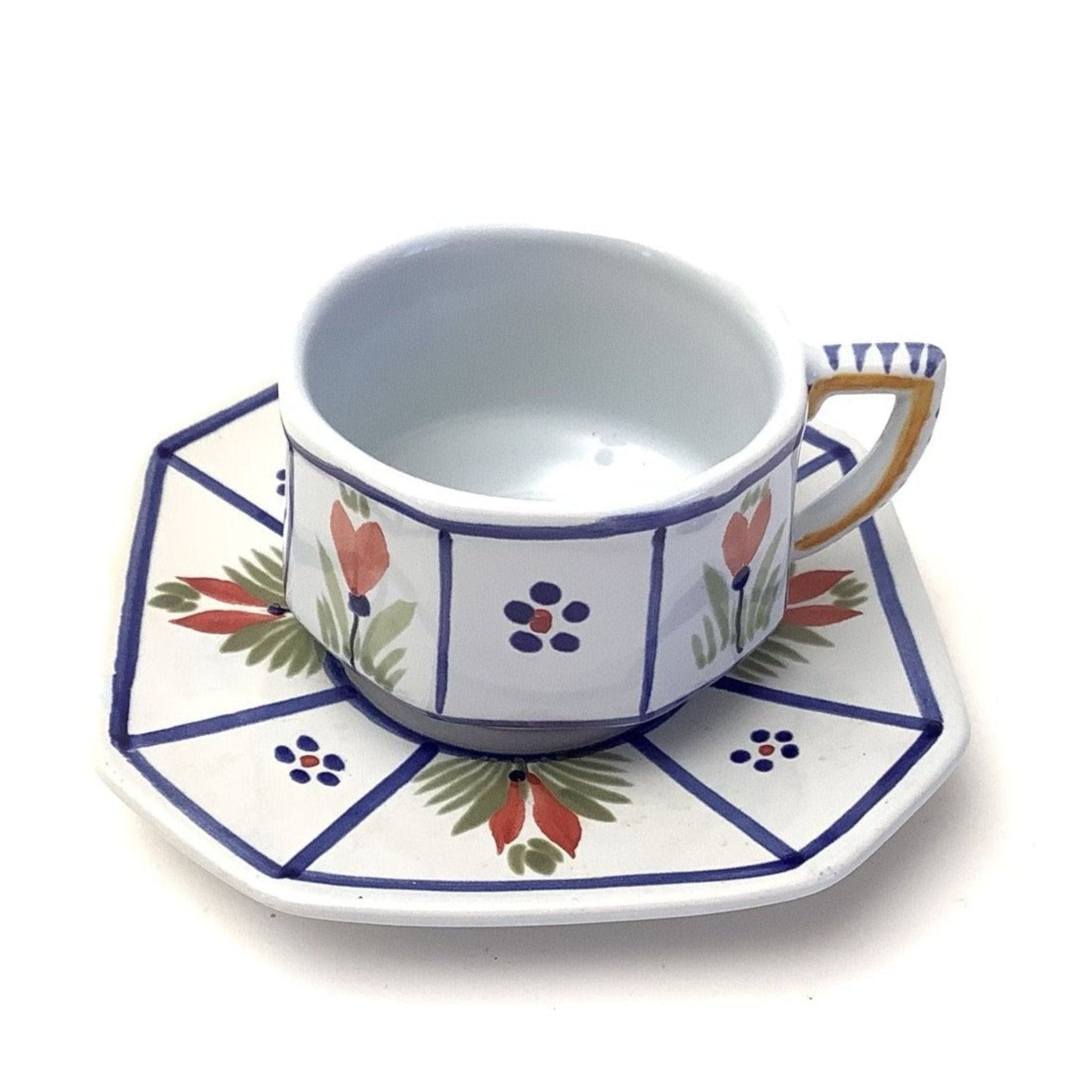 Henriot Man Cup and Saucer Multi / Pottery / Faience