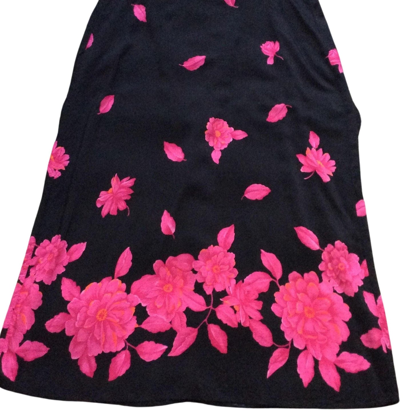 Hot Pink Floral Skirt Large / Black / Vintage 1990s