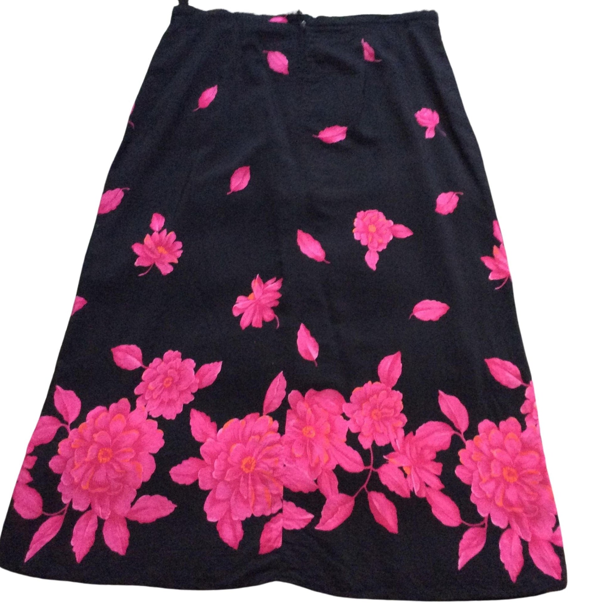 Hot Pink Floral Skirt Large / Black / Vintage 1990s