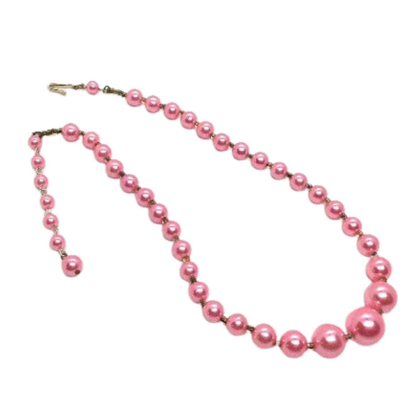 Hot Pink Pearl Necklace Pink / Man Made / Vintage 1980s