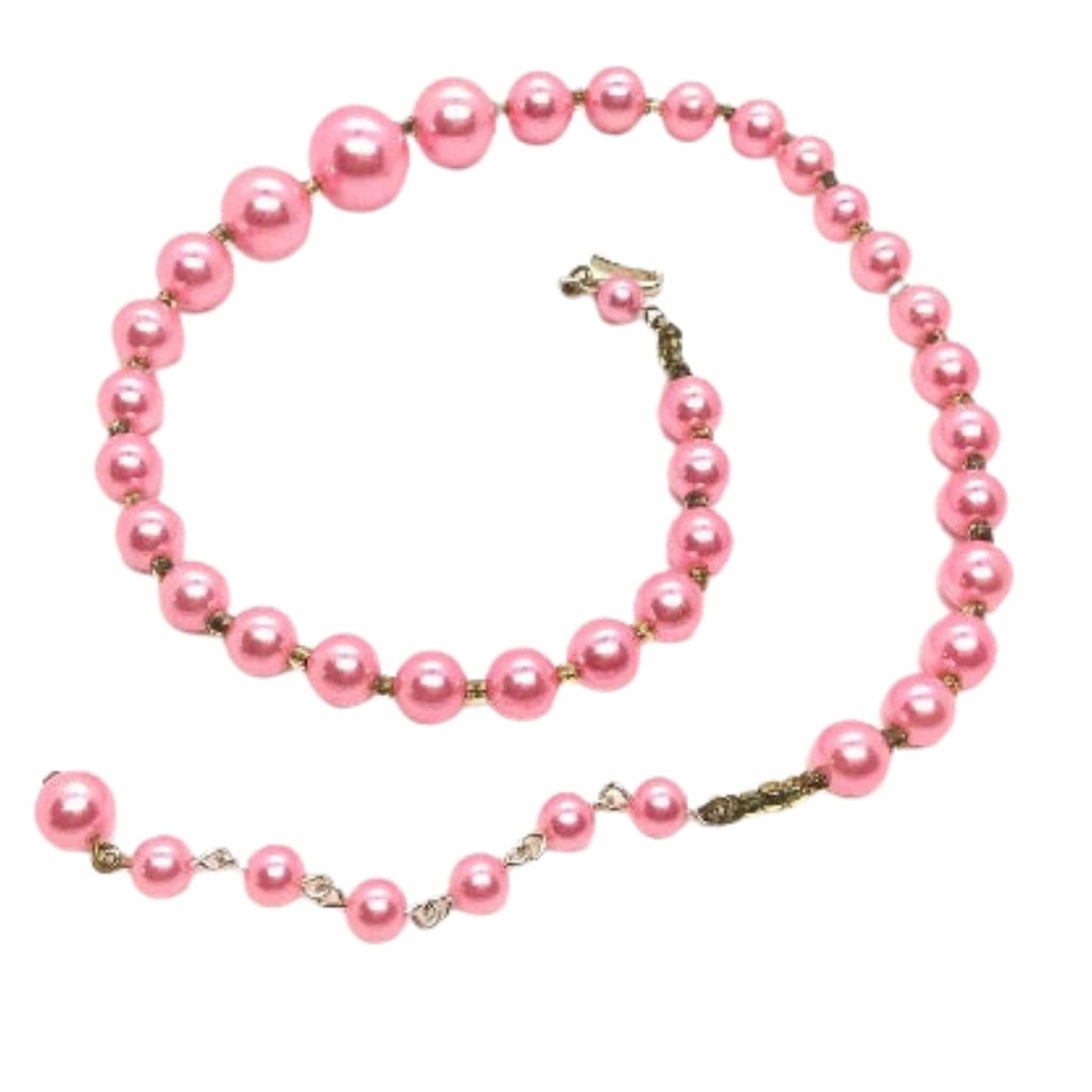 Hot Pink Pearl Necklace Pink / Man Made / Vintage 1980s