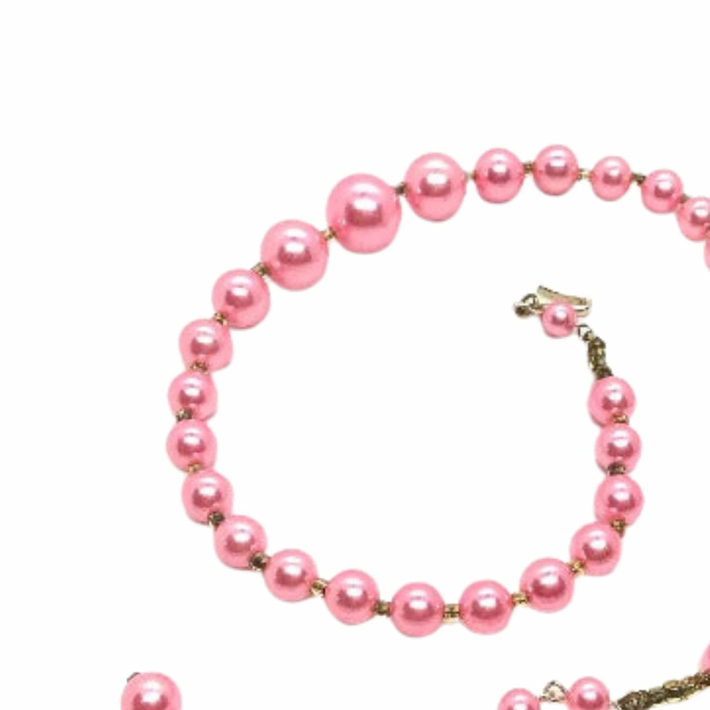 Hot Pink Pearl Necklace Pink / Man Made / Vintage 1980s