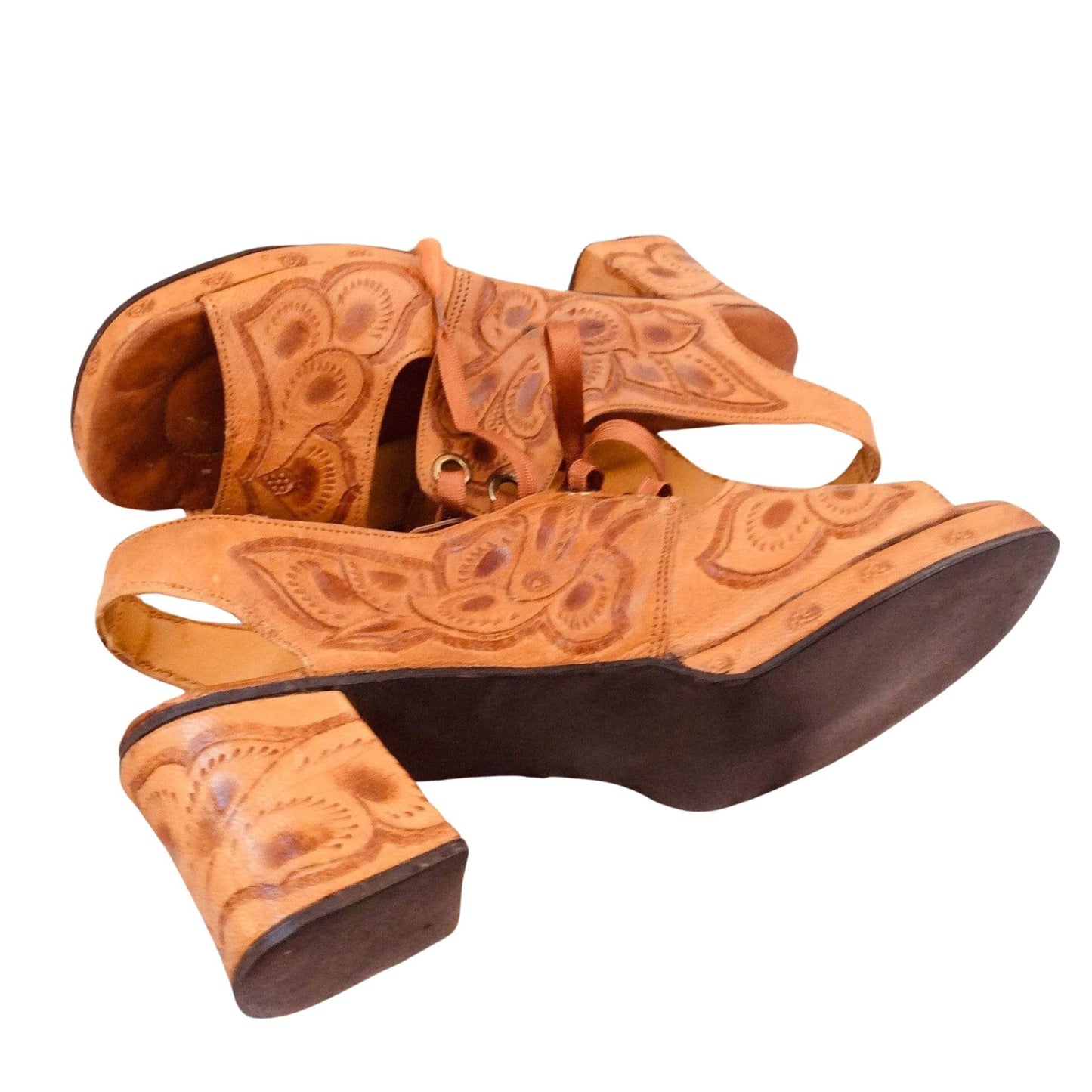 Joker Leather Sandals 7 / Tan / Vintage 1930s