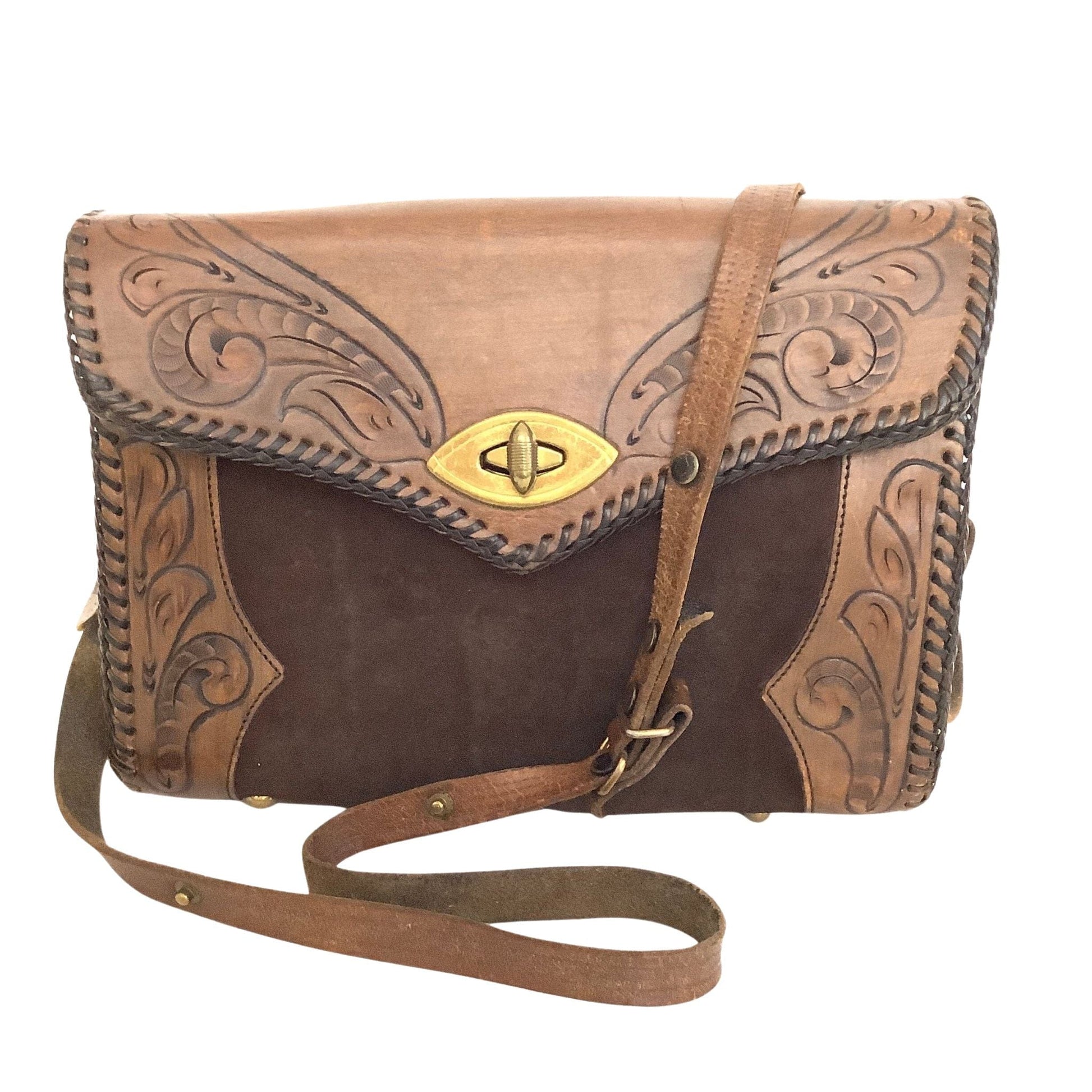 Joo Kay Tooled Bag Brown / Leather / Vintage 1950s