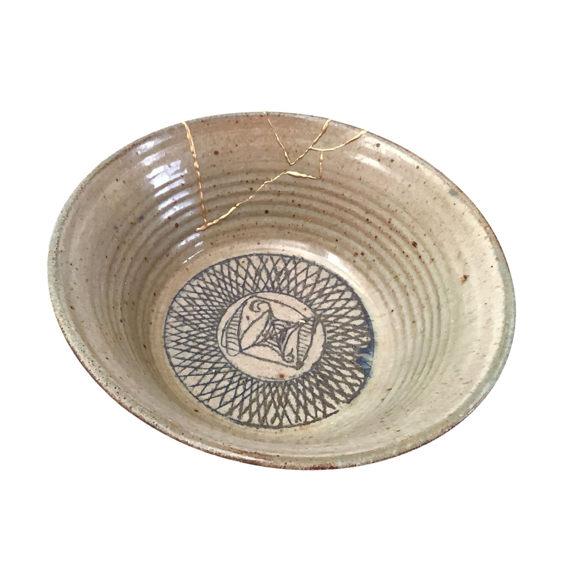 Kintsugi Style Pottery Bowl Multi / Pottery / Vintage 1990s