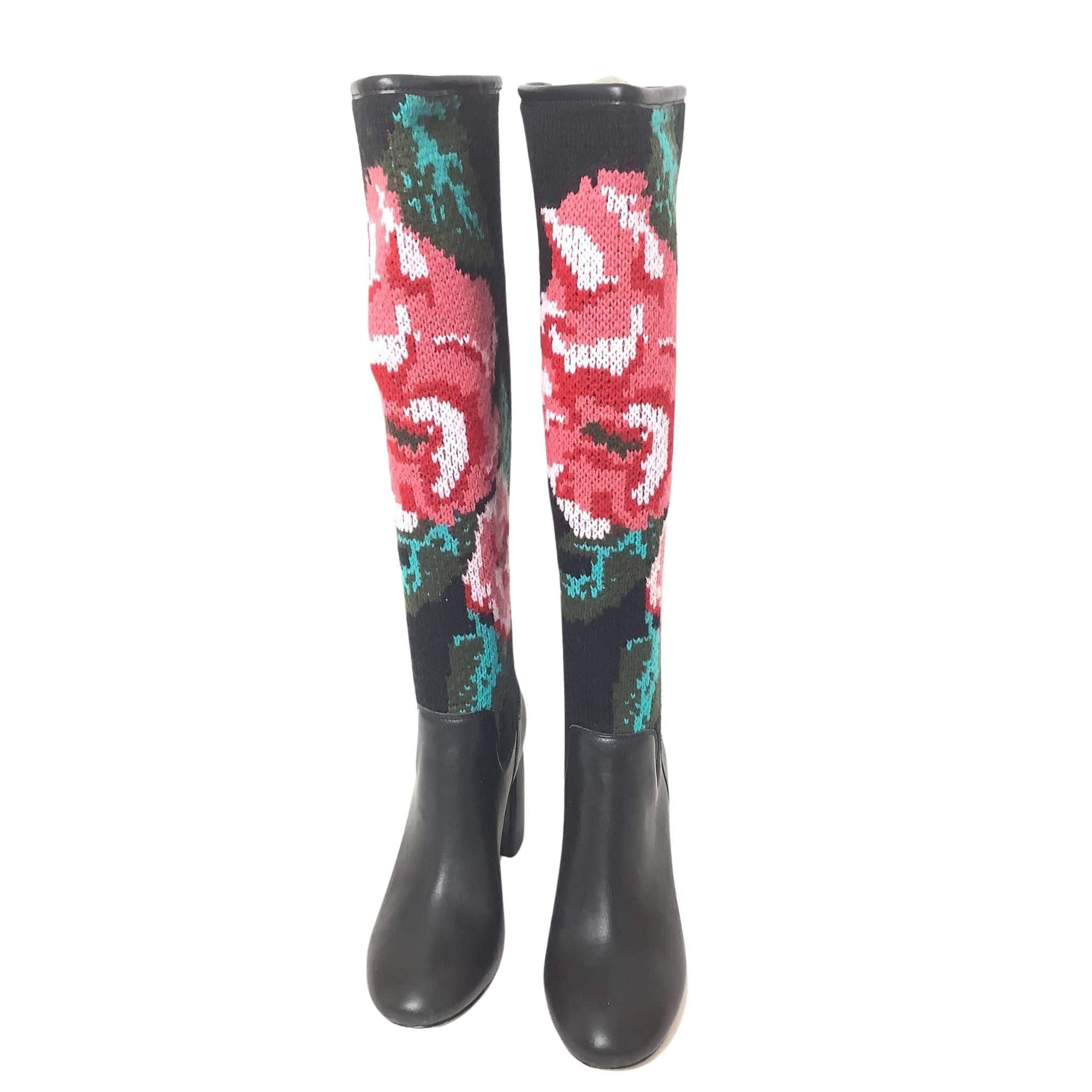 Knitted Floral Tall Boots 7 / Multi / Y2K - Now