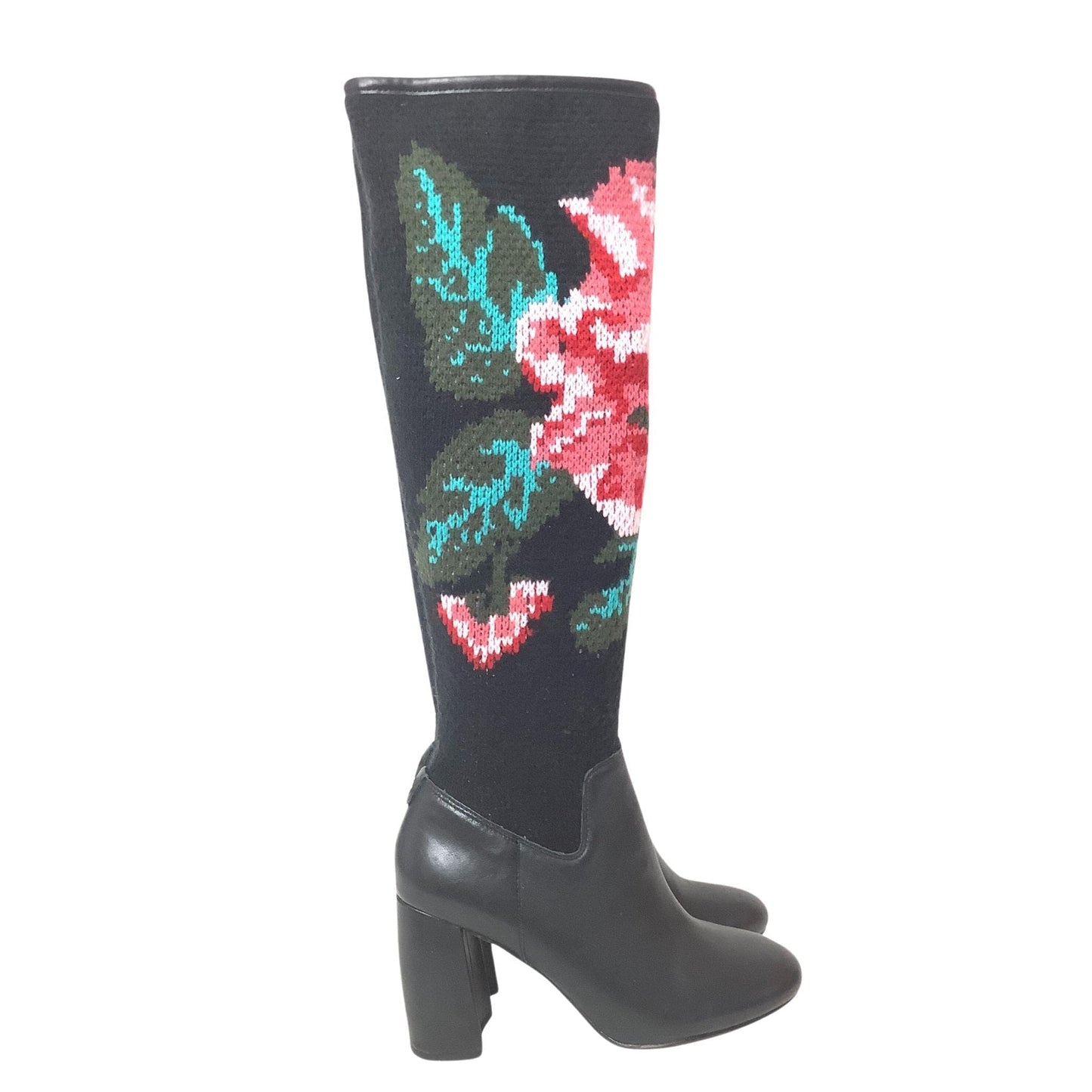 Knitted Floral Tall Boots 7 / Multi / Y2K - Now