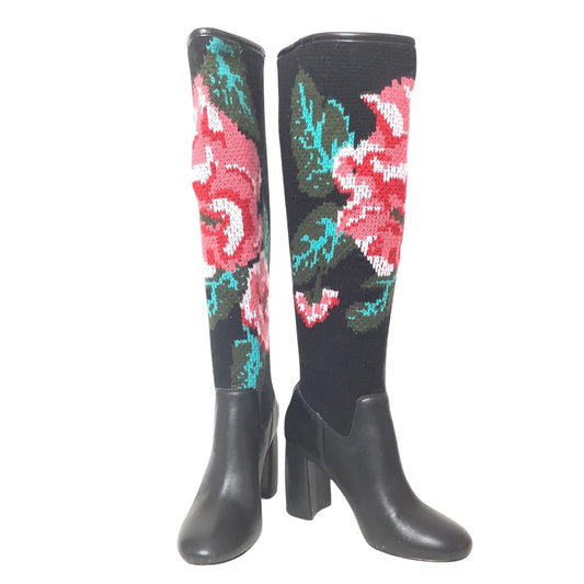 Knitted Floral Tall Boots 7 / Multi / Y2K - Now