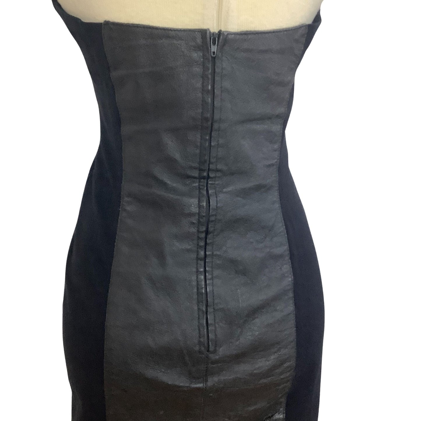 Leather Bodycon Dress Medium / Black / Vintage 1990s