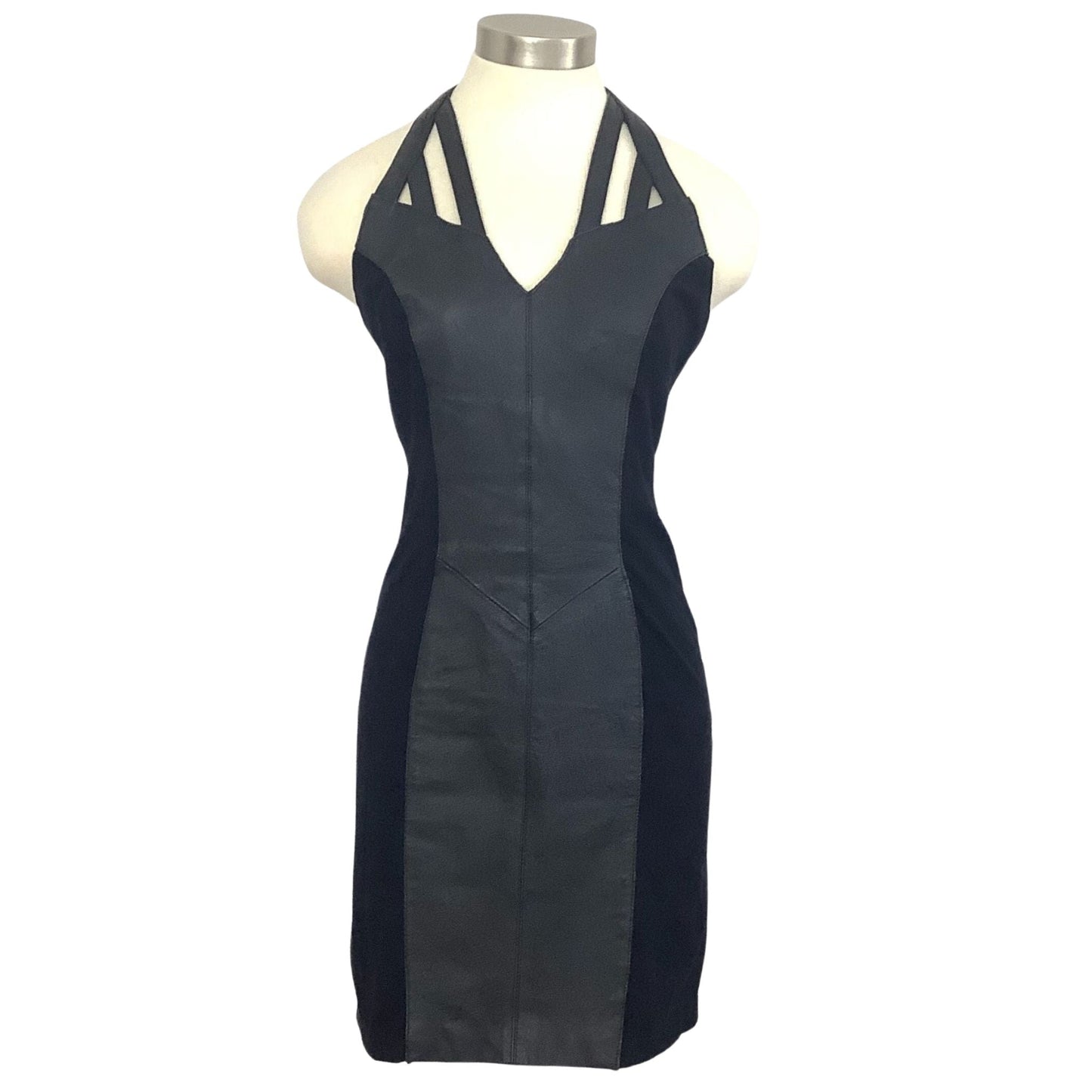 Leather Bodycon Dress Medium / Black / Vintage 1990s