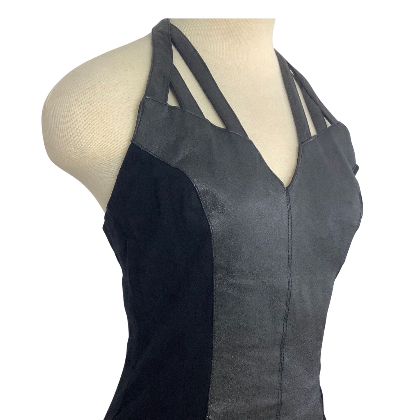 Leather Bodycon Dress Medium / Black / Vintage 1990s