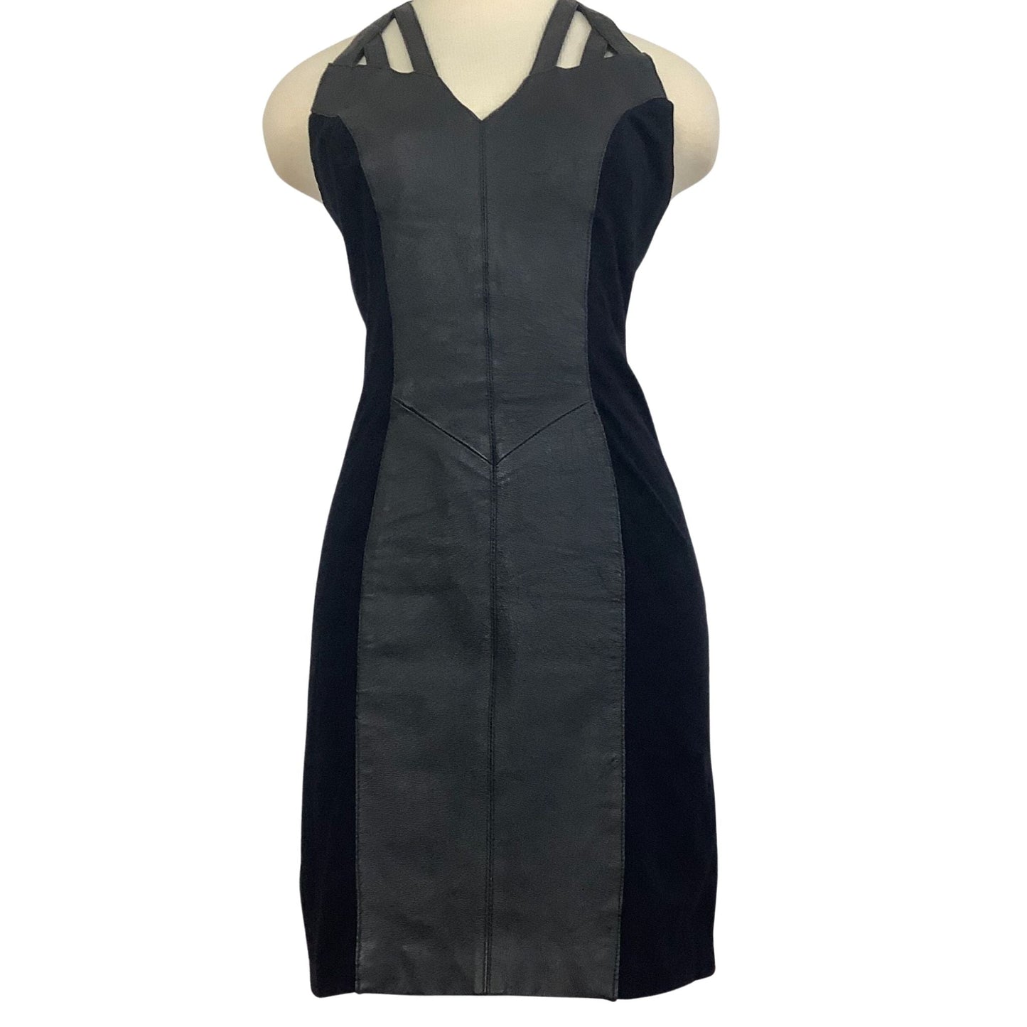 Leather Bodycon Dress Medium / Black / Vintage 1990s