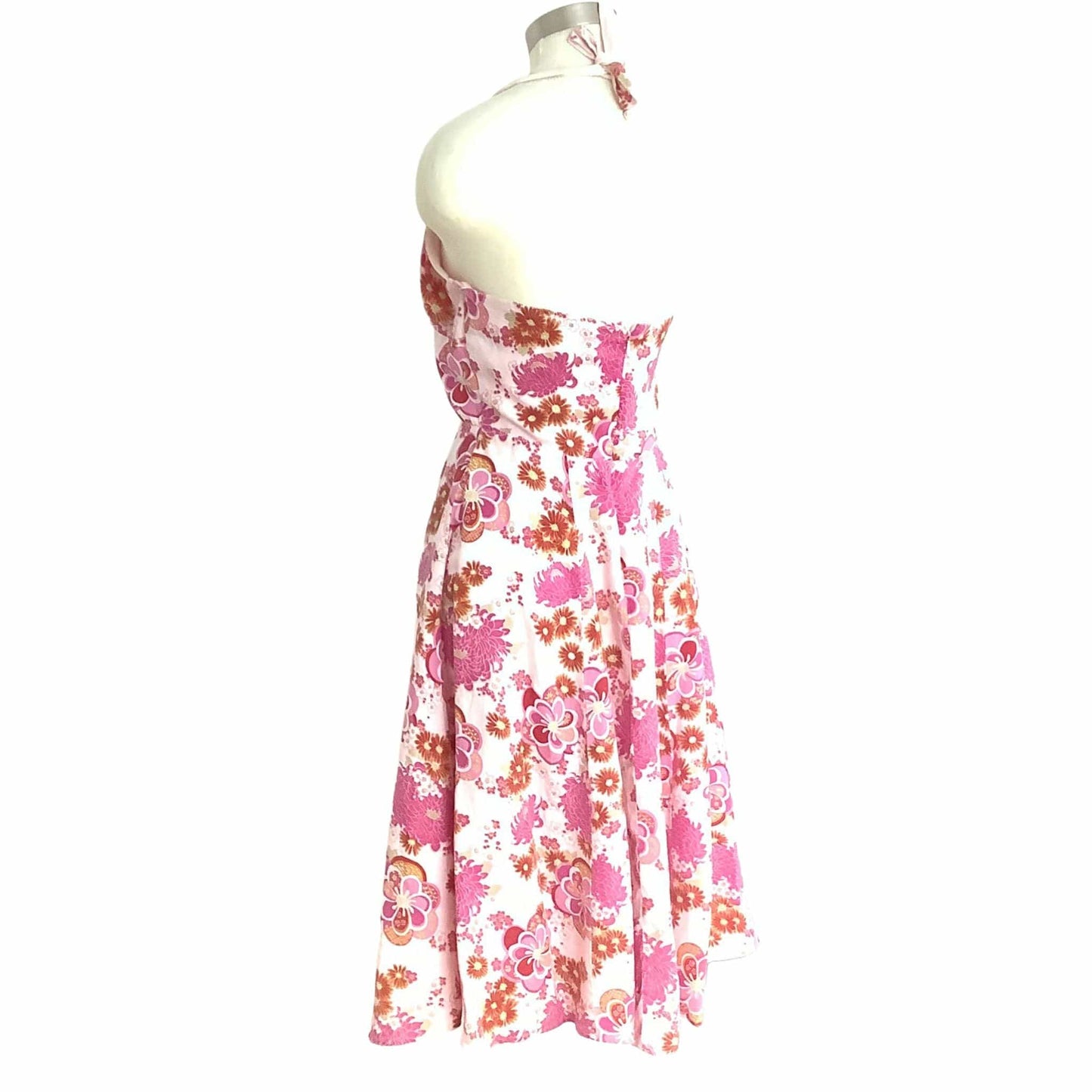 Linen Halter Dress Small / Pink / Vintage 1980s