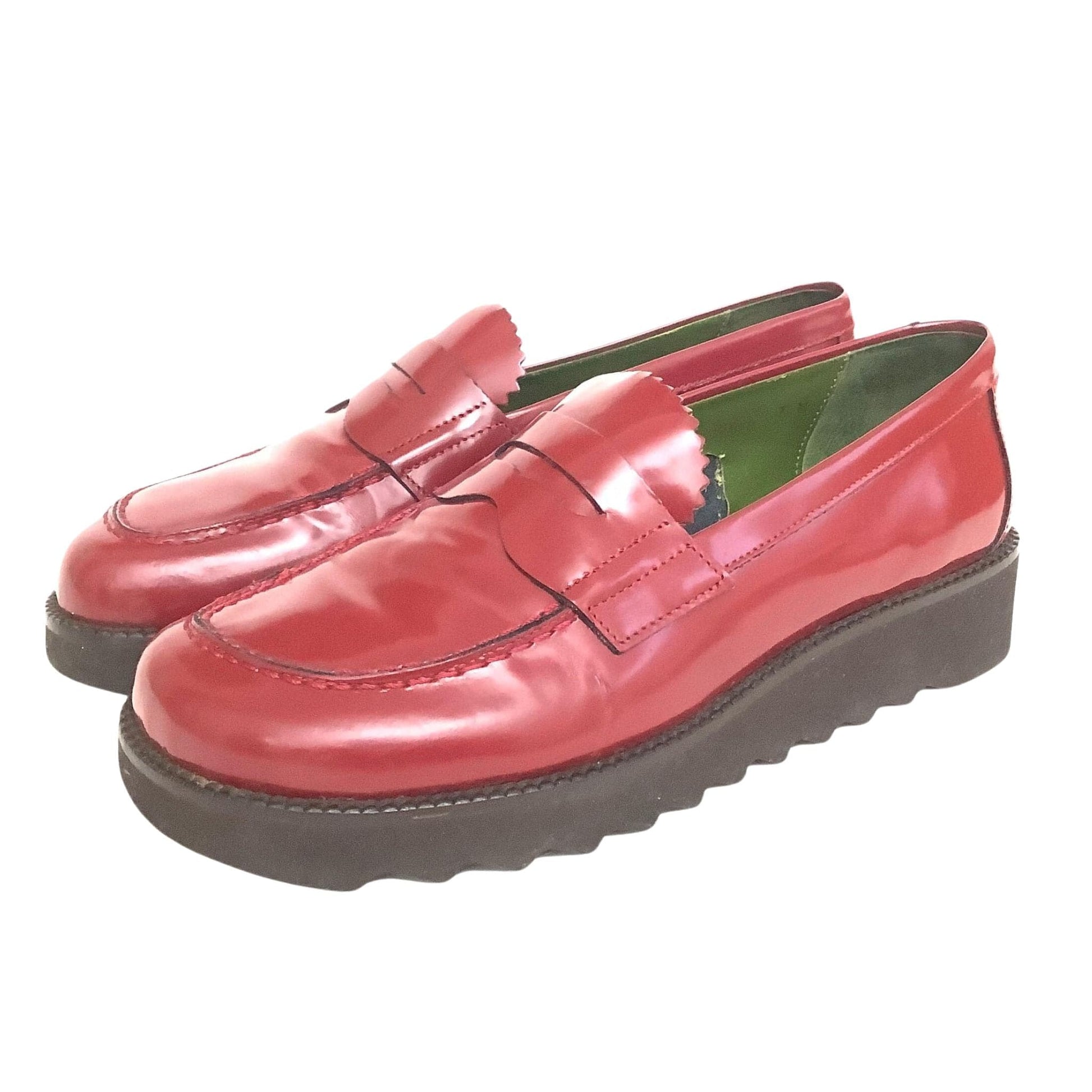 Lug Sole Red Loafers 7 / Red / Vintage 1990s