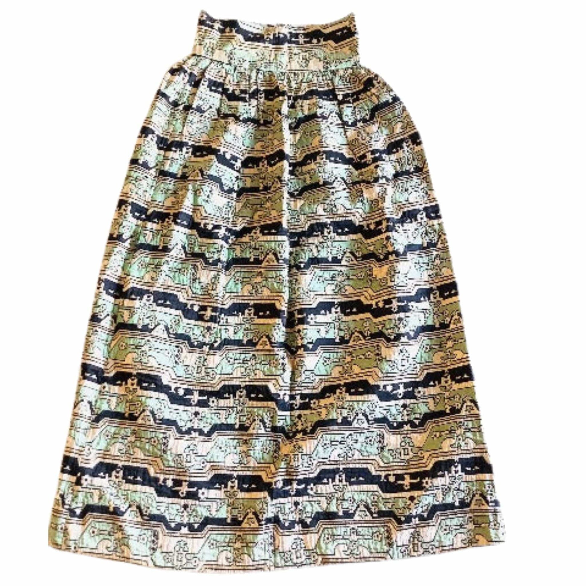 Maxi Skirt Silver Brocade Extra Small / Multi / Vintage 1960s
