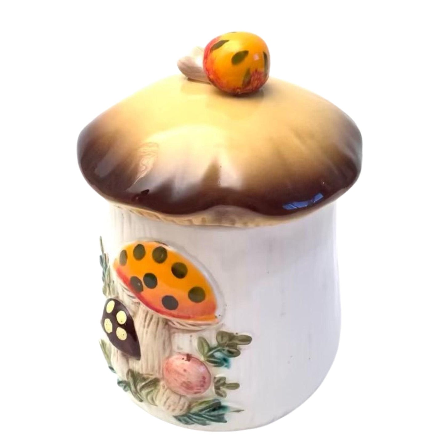 Mushroom Kitchen Canister Multi / Ceramic / Vintage 1970s